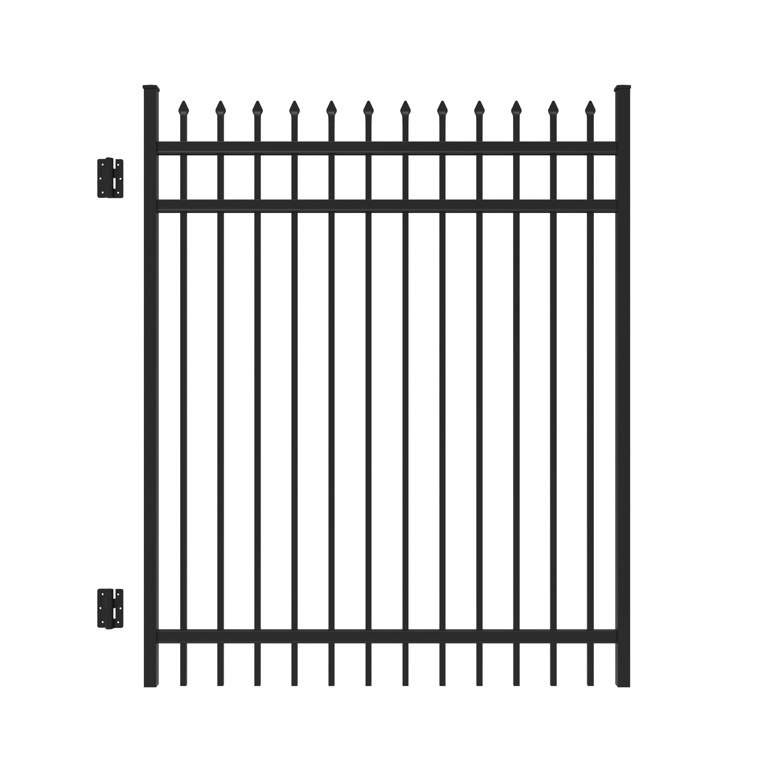 Freedom Providence Black Aluminum Spaced Picket Pressed-point Decorative Fence Gate