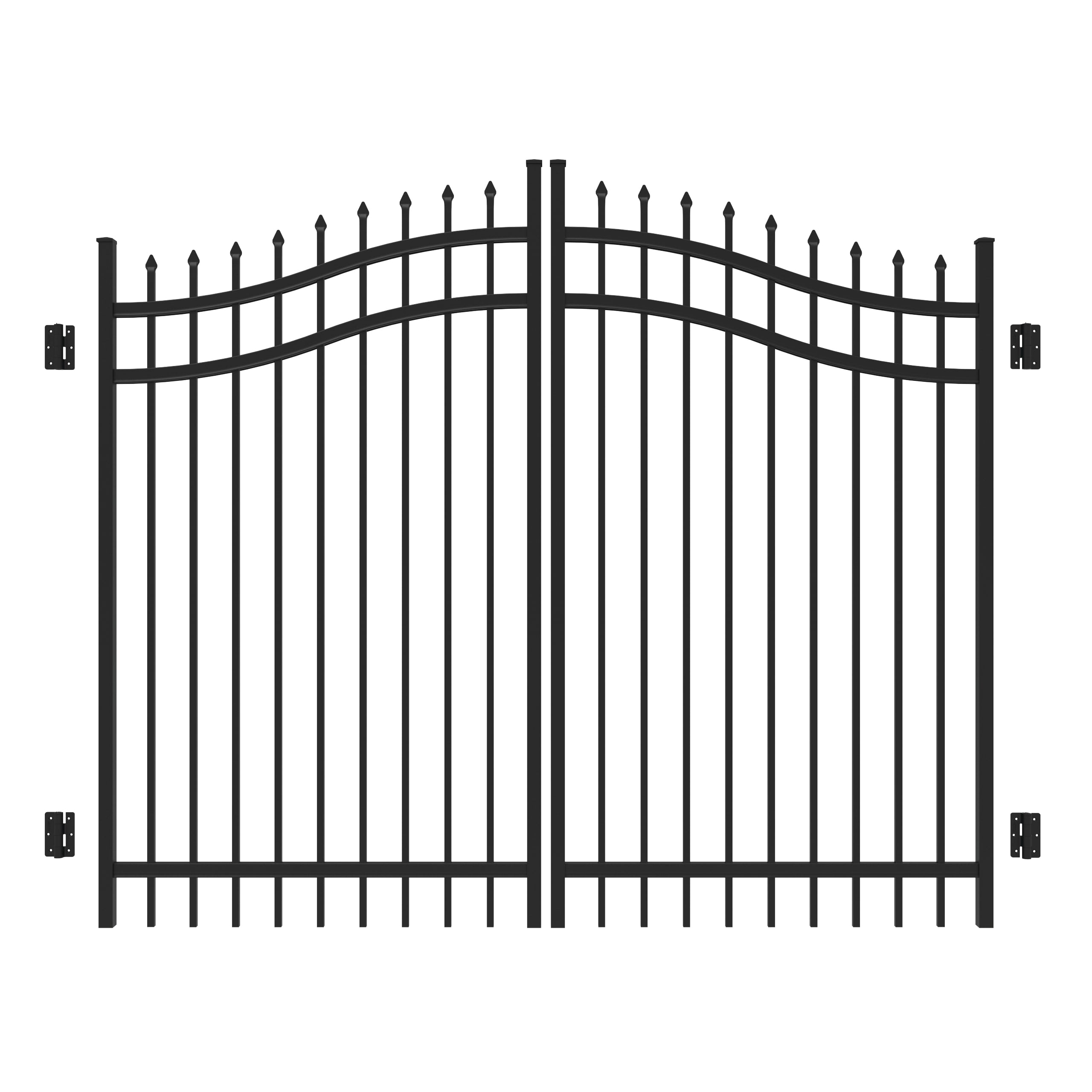 Freedom Providence 6-ft H x 8-ft W Black Aluminum Spaced Picket Arched-top Decorative Fence Gate