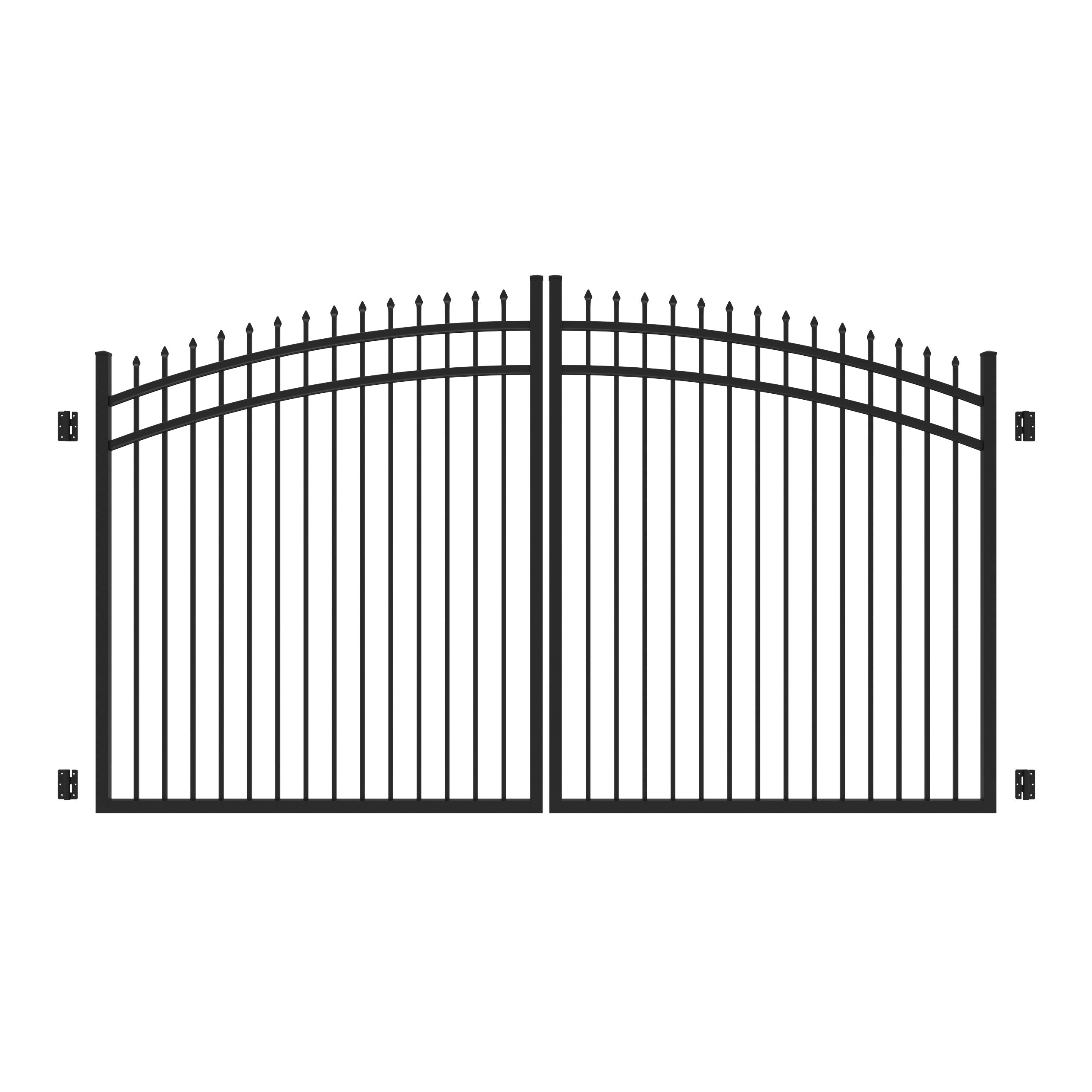 Freedom Providence 6-ft H x 12-ft W Black Aluminum Spaced Picket Arched-top Decorative Fence Gate