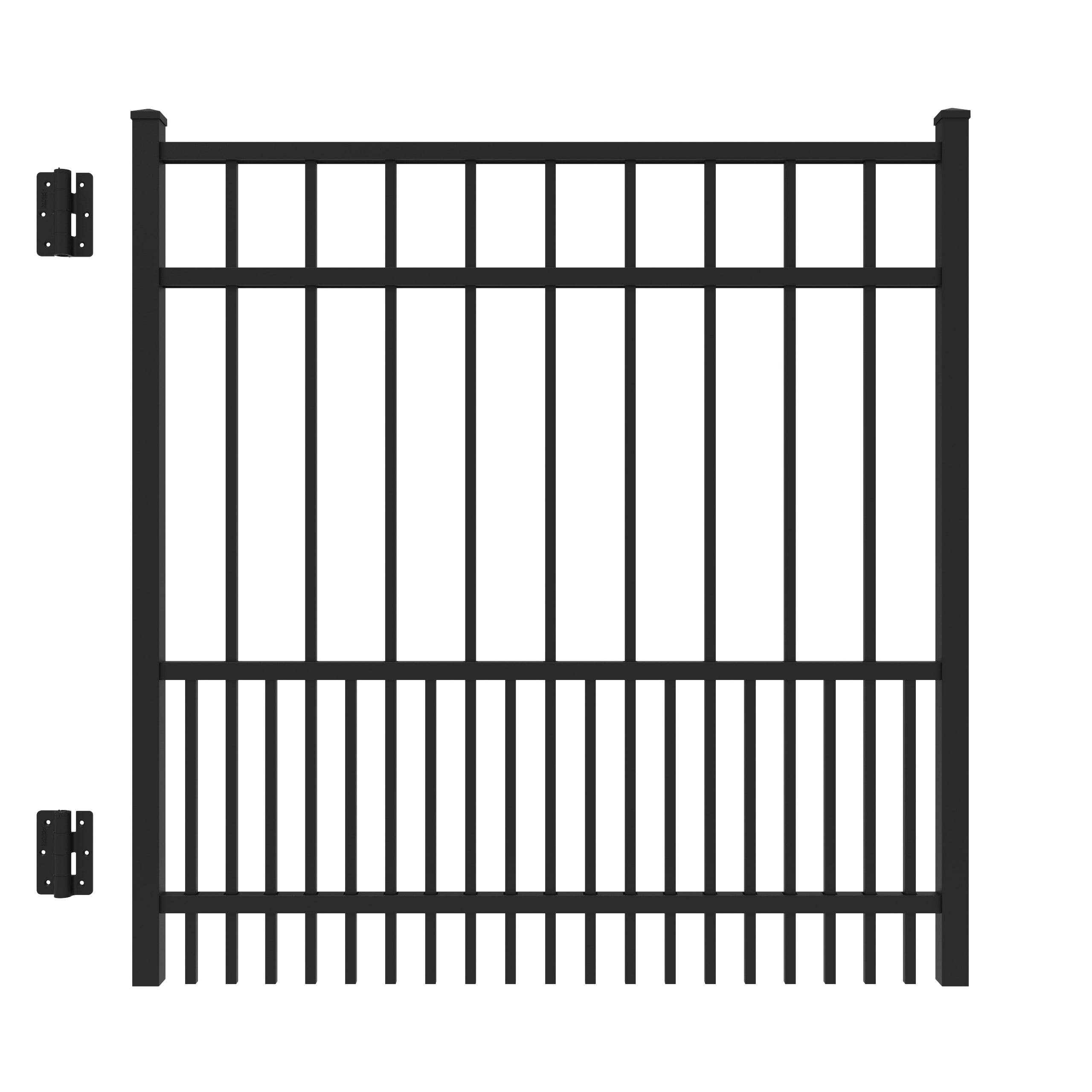 Freedom Sydney 4-ft H x 4-ft W Black Aluminum Spaced Picket Flat-top Decorative Fence Gate