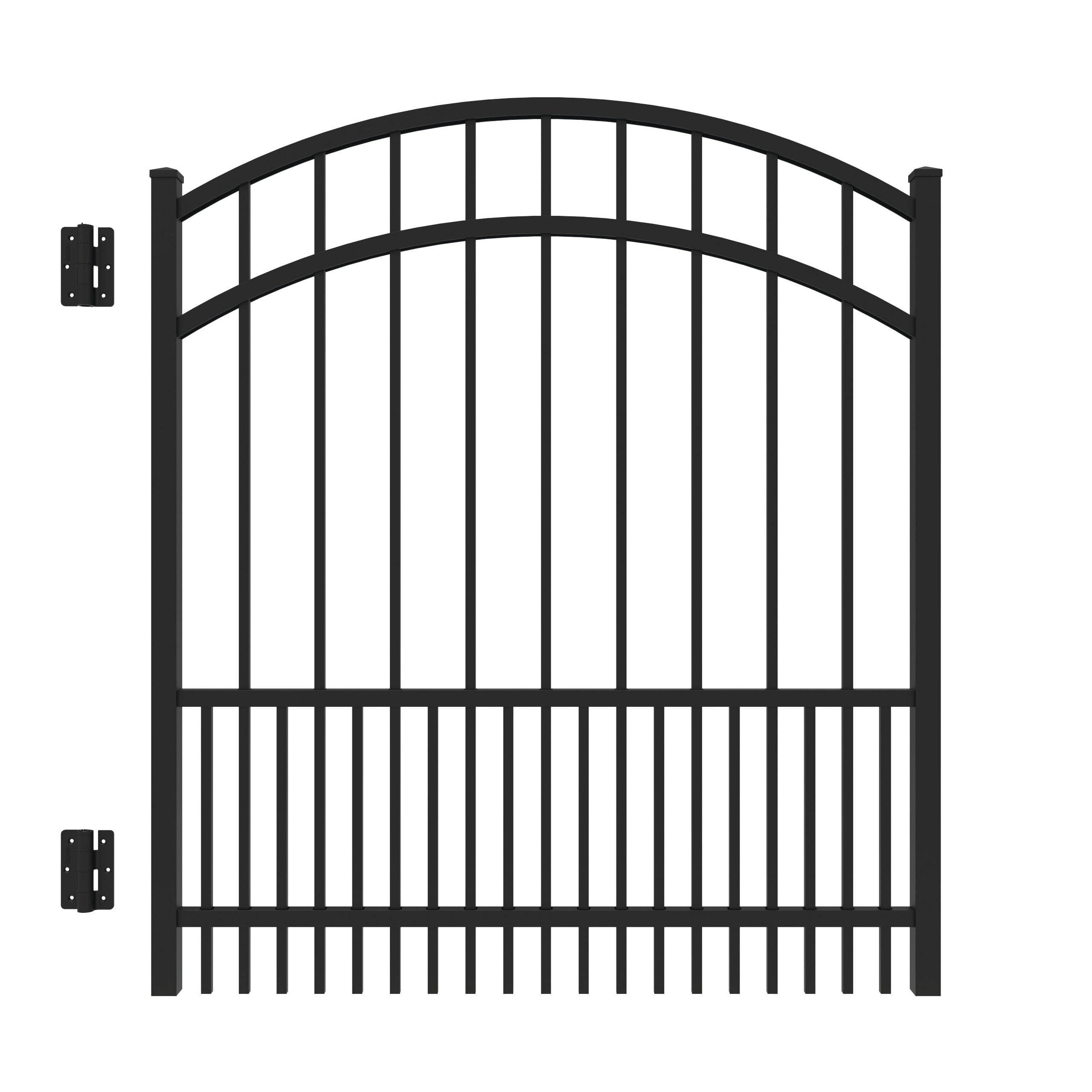 Freedom Sydney 4-ft H x 4-ft W Black Aluminum Spaced Picket Arched-top Decorative Fence Gate