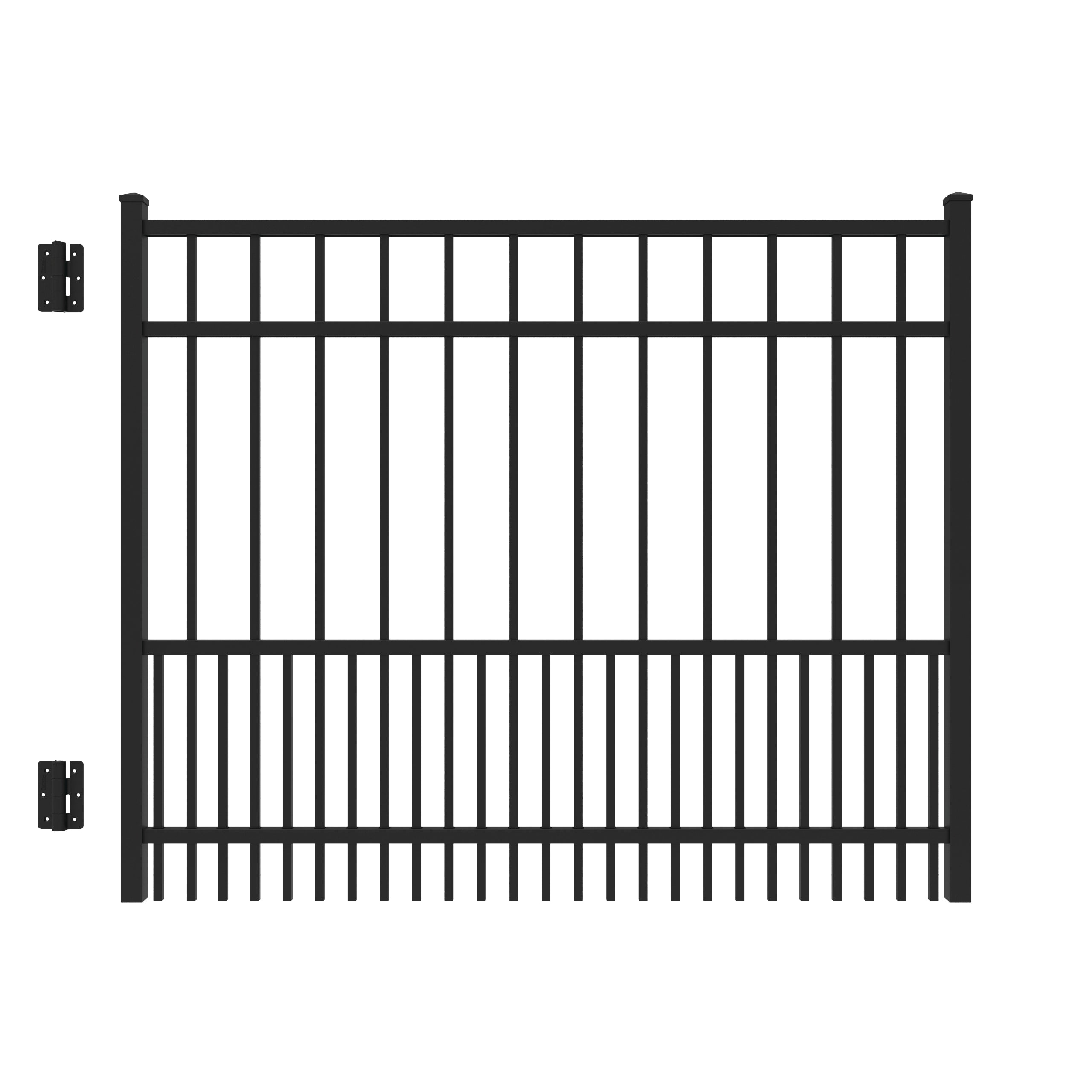 Freedom Sydney 4-ft H x 5-ft W Black Aluminum Spaced Picket Flat-top Decorative Fence Gate