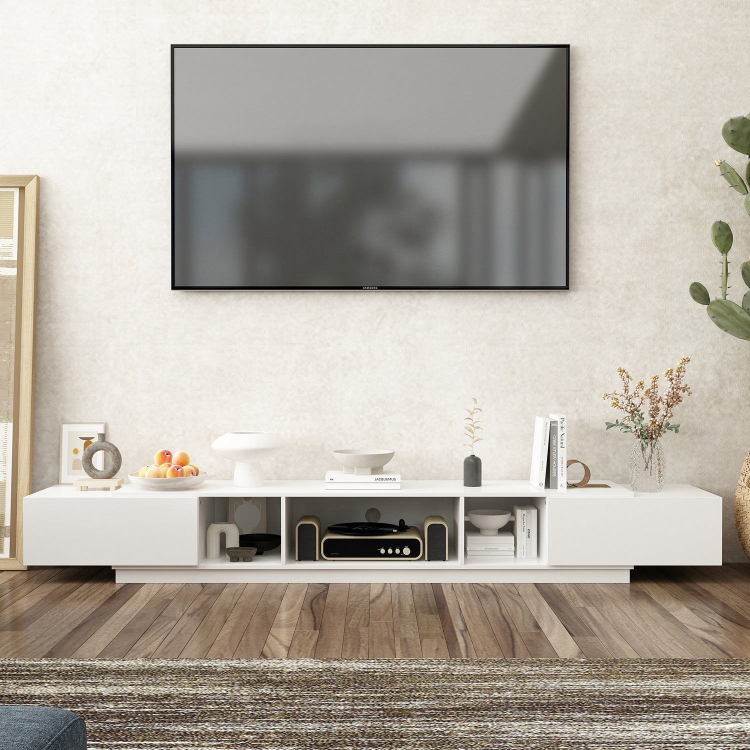 FUFU&GAGA Modern/Contemporary White Tv Cabinet (Accommodates TVs more than 70-in)
