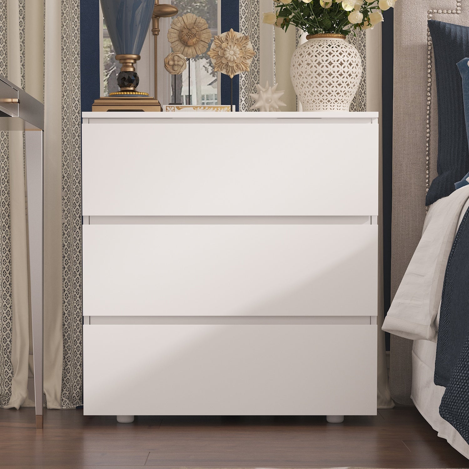 FUFU&GAGA 3-Drawer Chest White 3-Drawer Accent Chest
