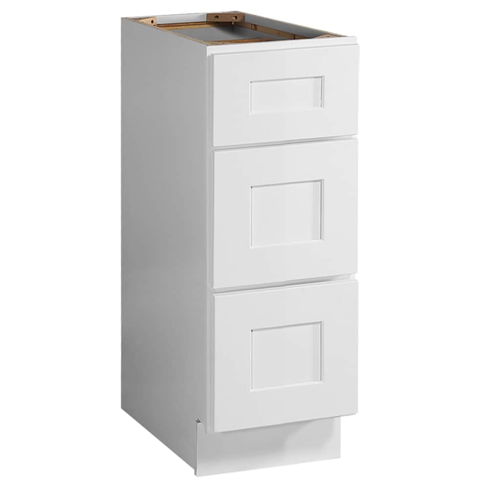 Opus Brookings 12-Inch White Unfinished Maple 3-Drawer Base Cabinet