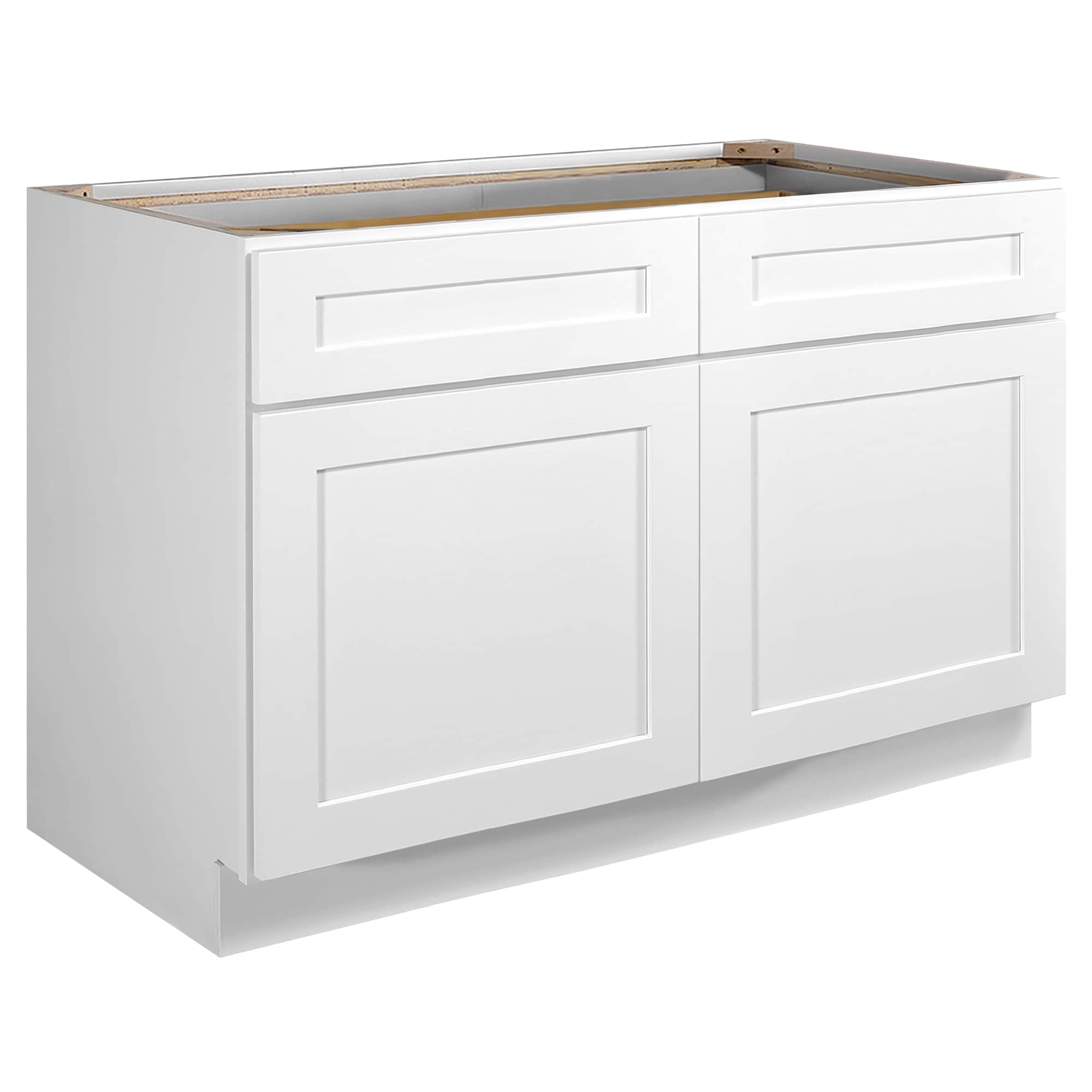 Design House Brookings 48-in W x 34.5-in H x 24-in D White Maple 2-Drawers Base Ready To Assemble Plywood Cabinet (Recessed Panel Shaker Style)