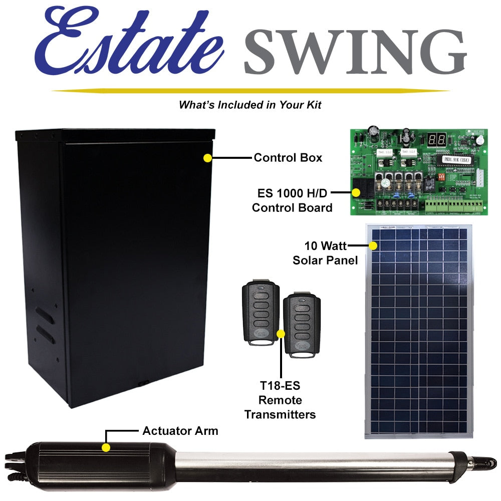 Estate Swing 16-ft Dual Swing Universal Battery Driveway Gate Opener Kit (Solar Compatible)