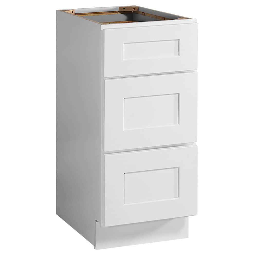 Design House Brookings 15-in W x 34.5-in H x 24-in D White Maple 3-Drawer Base Ready To Assemble Plywood Cabinet (Recessed Panel Style)