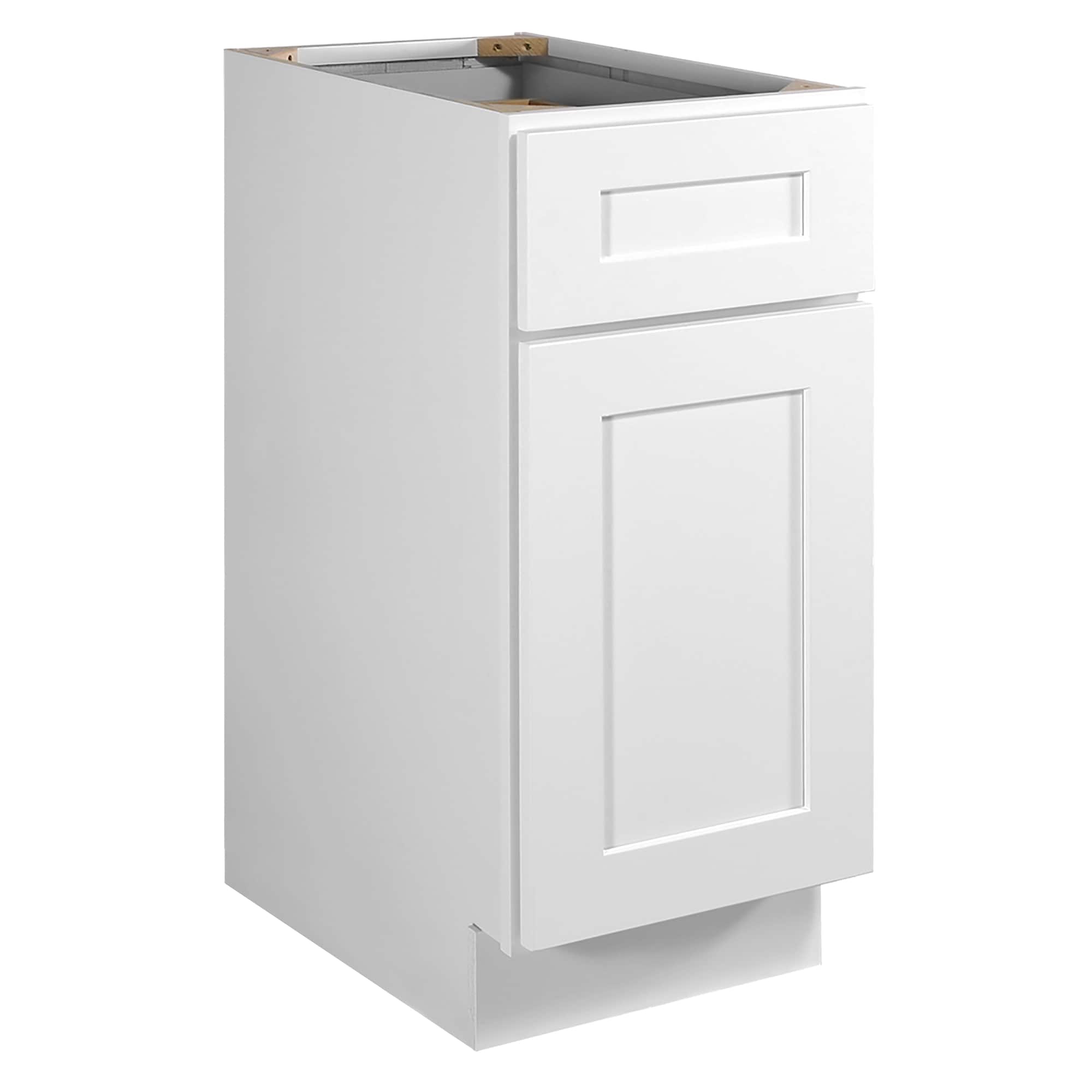 Design House Brookings 15-in W x 34.5-in H x 24-in D White Maple L-shaped 1-Drawer Base Fully Assembled Plywood Cabinet (Recessed Panel Shaker Style)