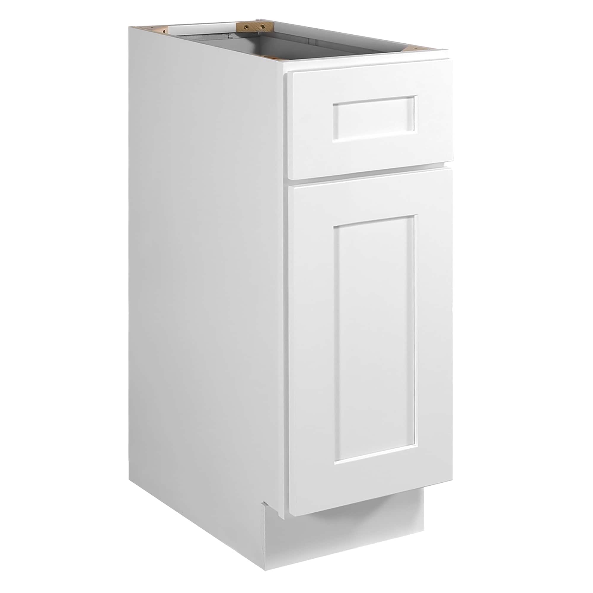 Design House Brookings 12-in W x 34.5-in H x 24-in D White Maple 1-Drawer Base Ready To Assemble Plywood Cabinet (Recessed Panel Shaker Style)