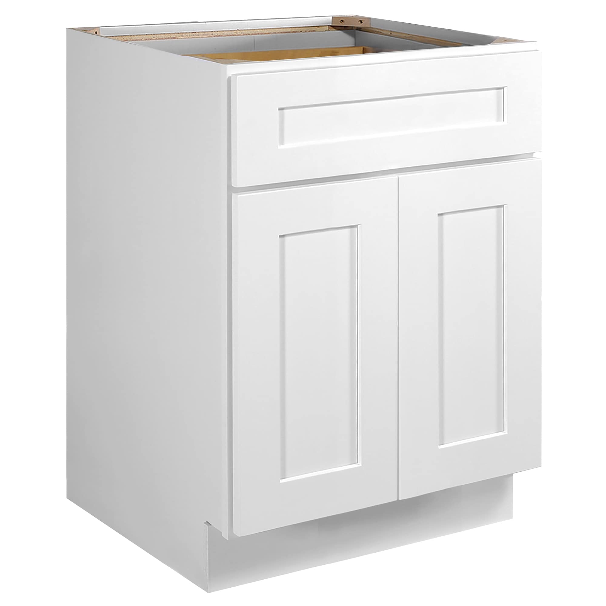 Design House Brookings 24-in W x 34.5-in H x 24-in D White Maple 1-Drawer Base Fully Assembled Plywood Cabinet (Recessed Panel Shaker Style)