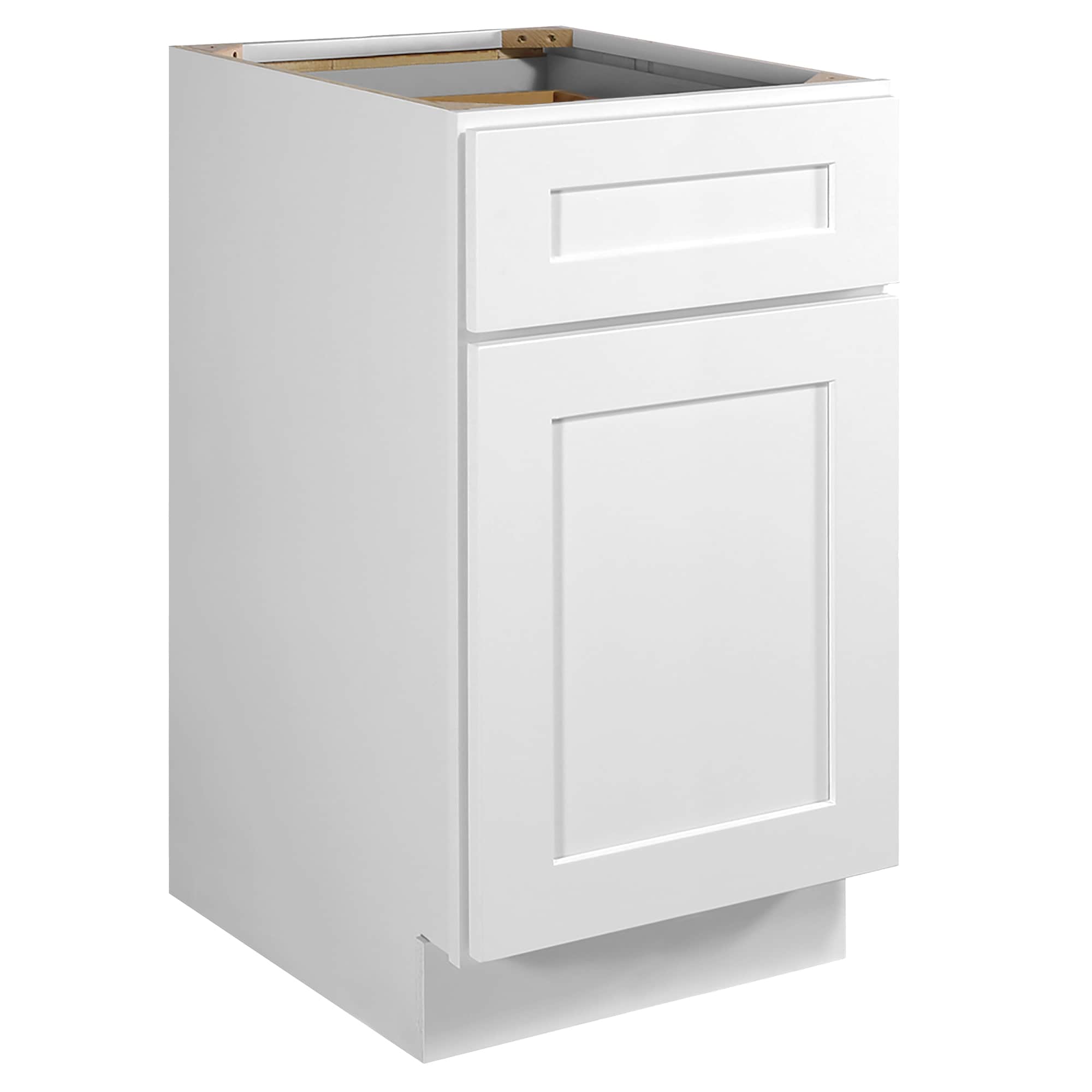 Design House Brookings 18-in W x 34.5-in H x 24-in D White Maple L-shaped 1-Drawer Base Fully Assembled Plywood Cabinet (Recessed Panel Shaker Style)