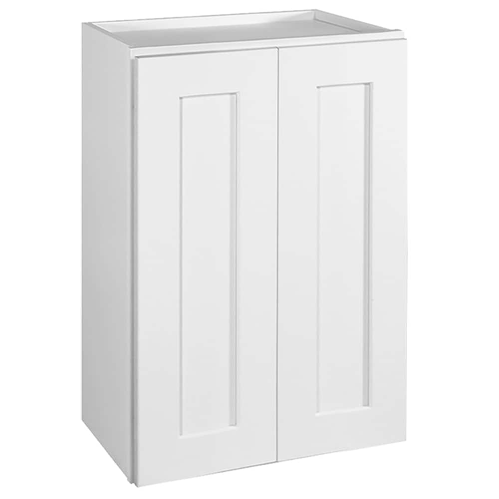 Design House Brookings 24-in W x 36-in H x 12-in D White Maple Wall Fully Assembled Plywood Cabinet (Recessed Panel Shaker Door Style)