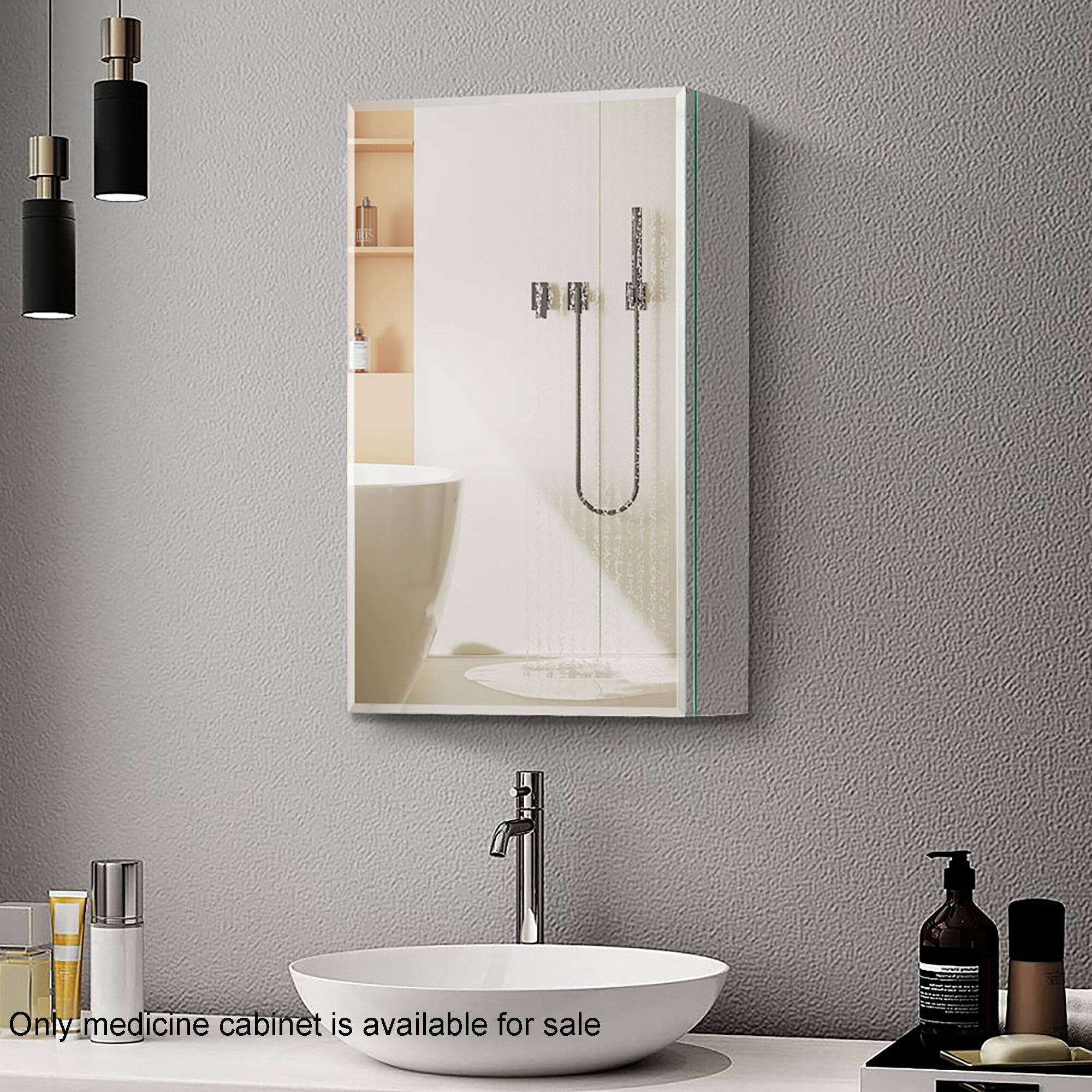 Forclover 20-in x 26-in Surface/Recessed Mount Silver Mirrored Soft Close Medicine Cabinet