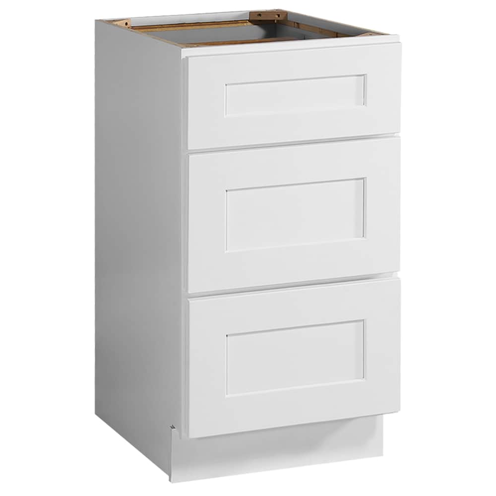 Design House Brookings 18-in W x 34.5-in H x 24-in D White Maple 3-Drawer Base Fully Assembled Plywood Cabinet (Recessed Panel Style)