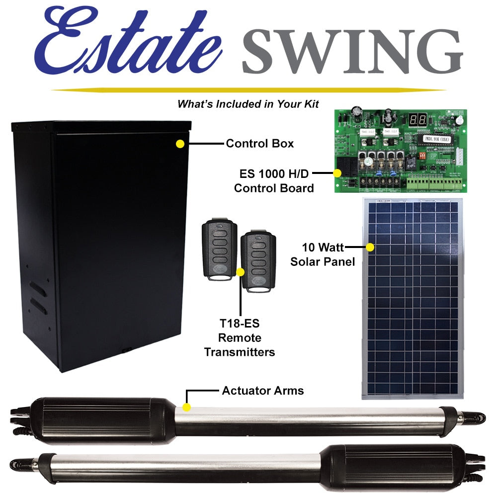 Estate Swing 12-ft Dual Swing Universal Battery Driveway Gate Opener Kit (Solar Compatible)