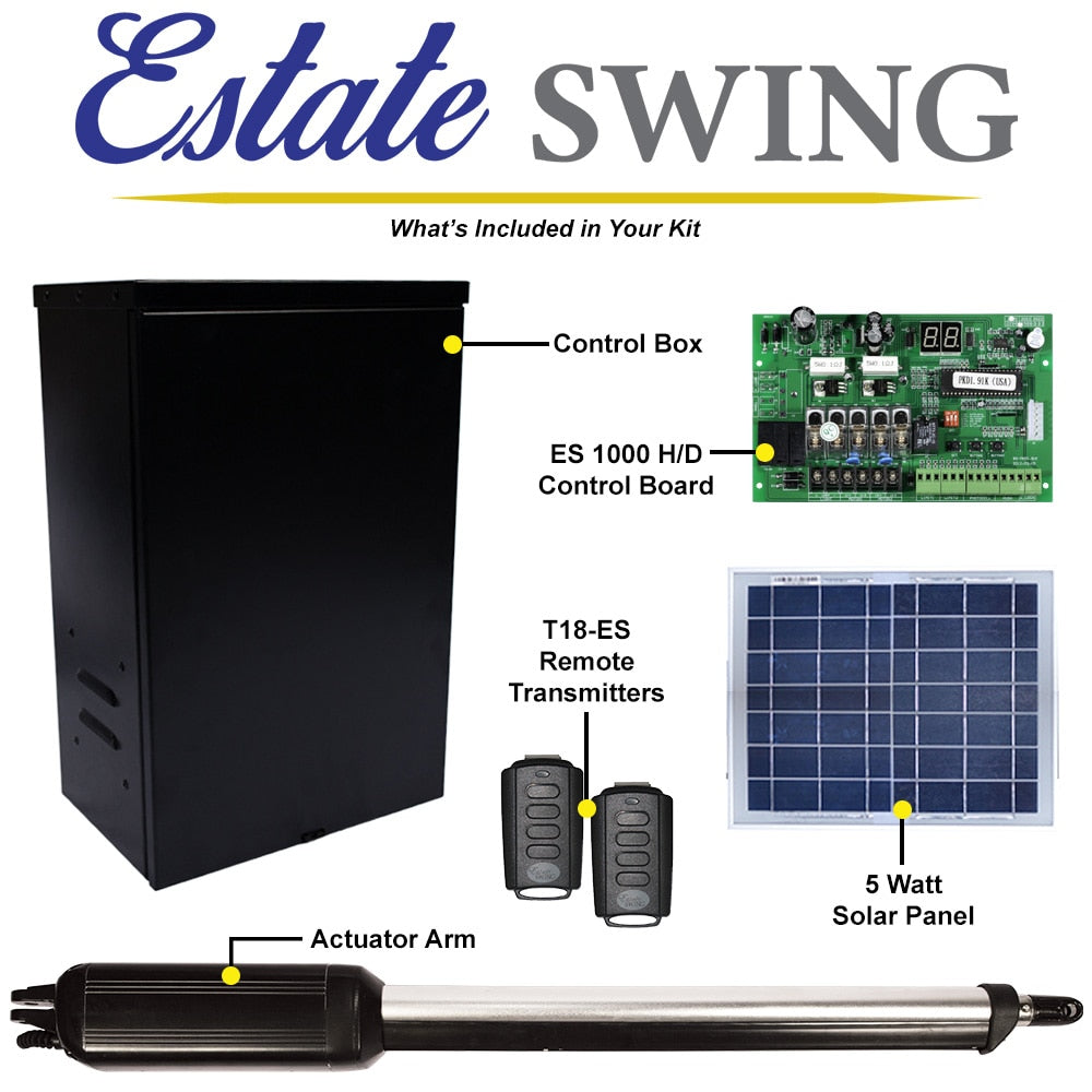 Estate Swing UL Listed Dual Swing Solar Compatible Gate Opener for 600lb 12ft Gates (File/Certification Number: 325)