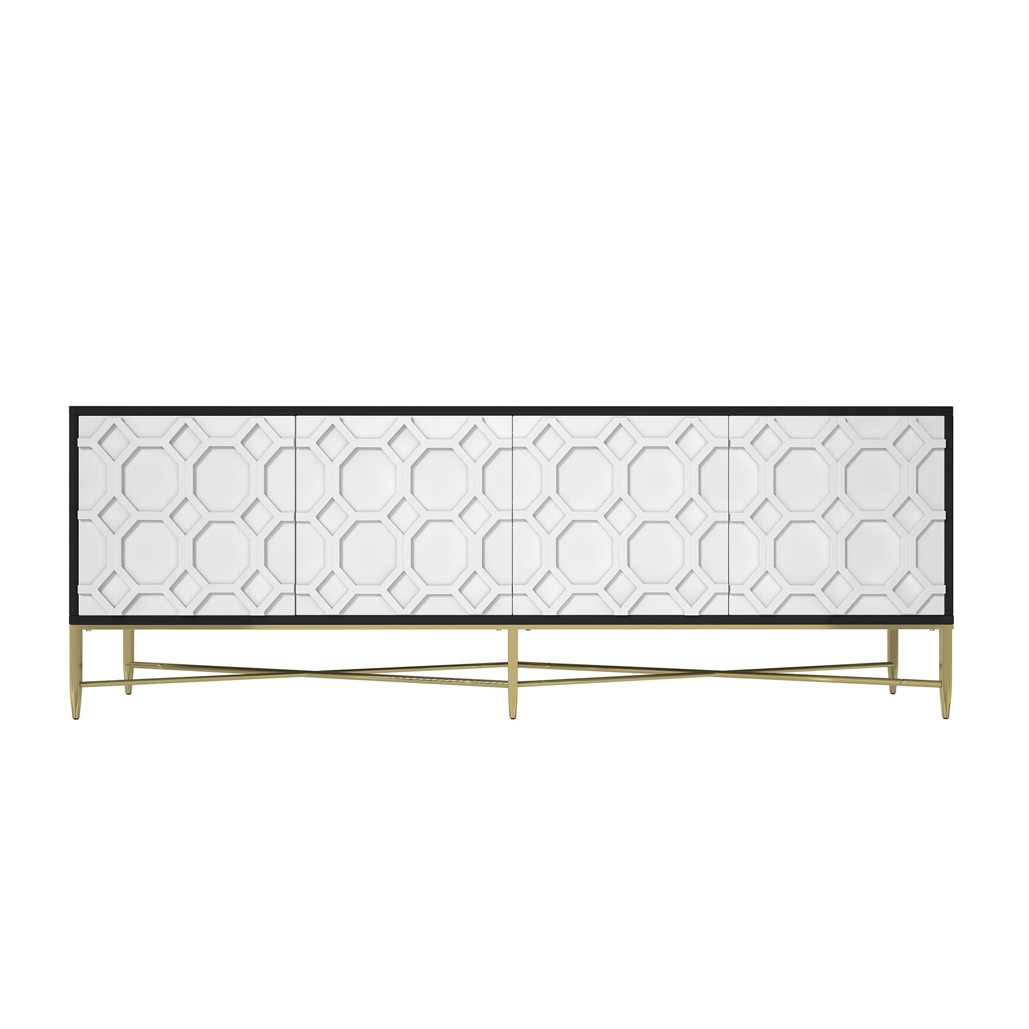 Clihome Modern/Contemporary Black and White Tv Cabinet (Accommodates TVs more than 70-in)