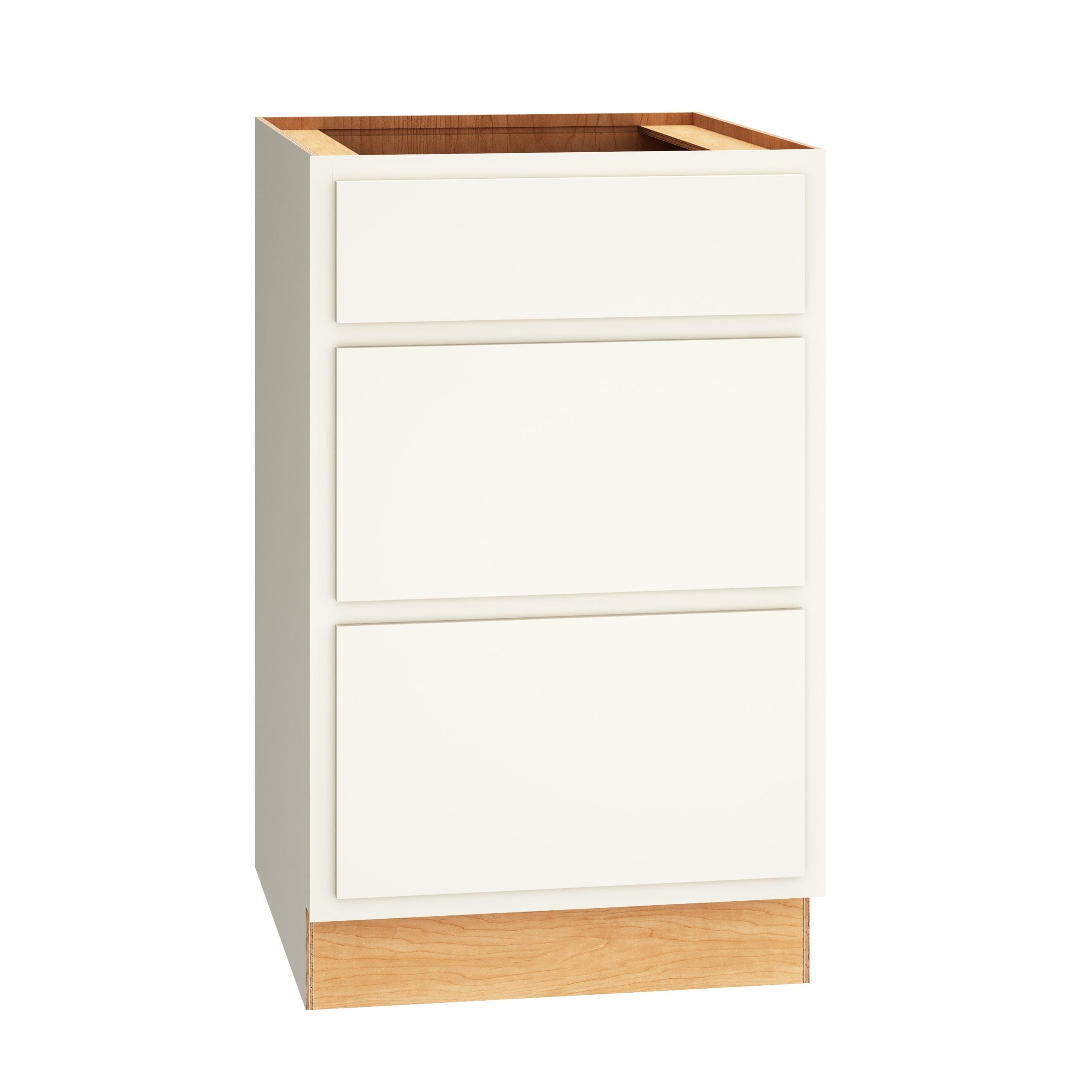 Diamond Express Jamestown 21-in W x 34.5-in H x 24-in D White Partial Overlay 3-Drawer Base Fully Assembled Plywood Cabinet (Recessed Panel Shaker Style)