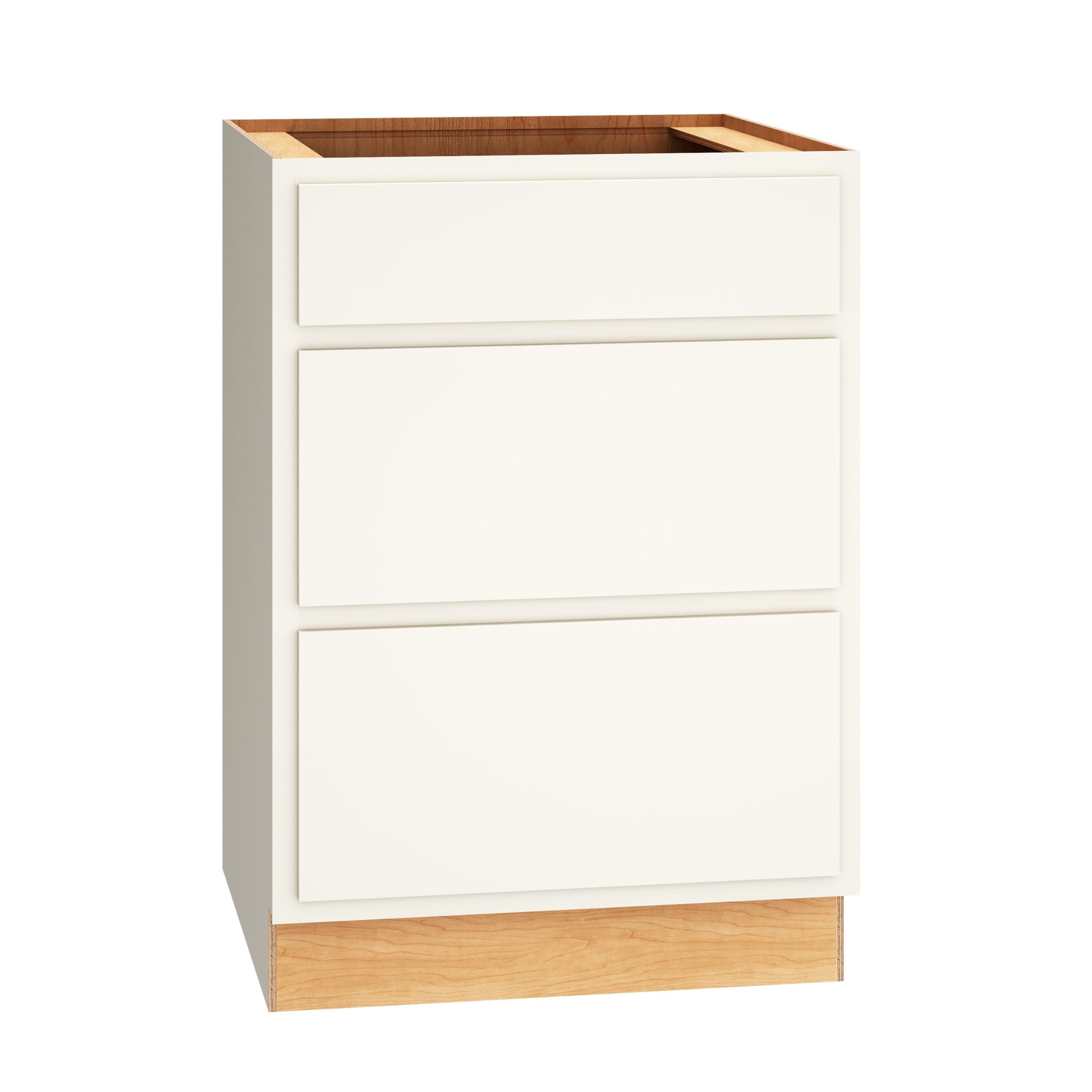 Diamond Express Jamestown 24-in W x 34.5-in H x 24-in D White Partial Overlay 3-Drawer Base Fully Assembled Plywood Cabinet (Recessed Panel Shaker Style)