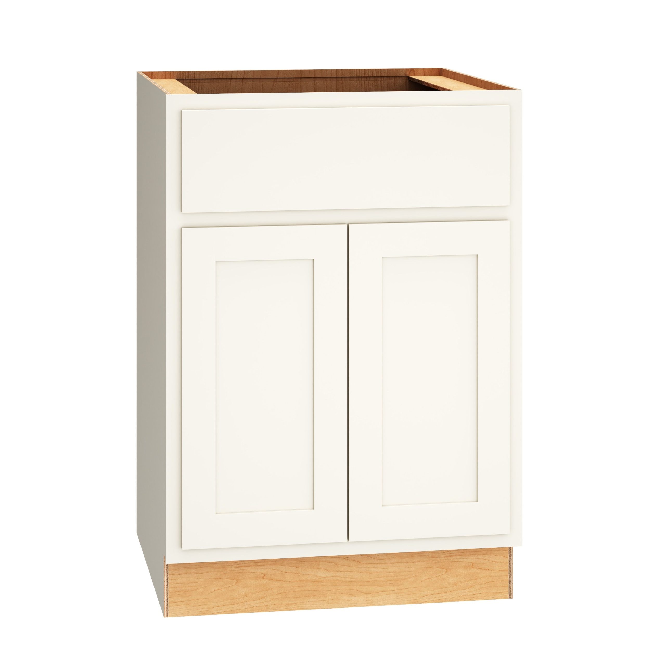 Diamond Express Jamestown 24-in W x 34.5-in H x 24-in D White Partial Overlay 1-Drawer Base Fully Assembled Plywood Cabinet (Recessed Panel Shaker Style)