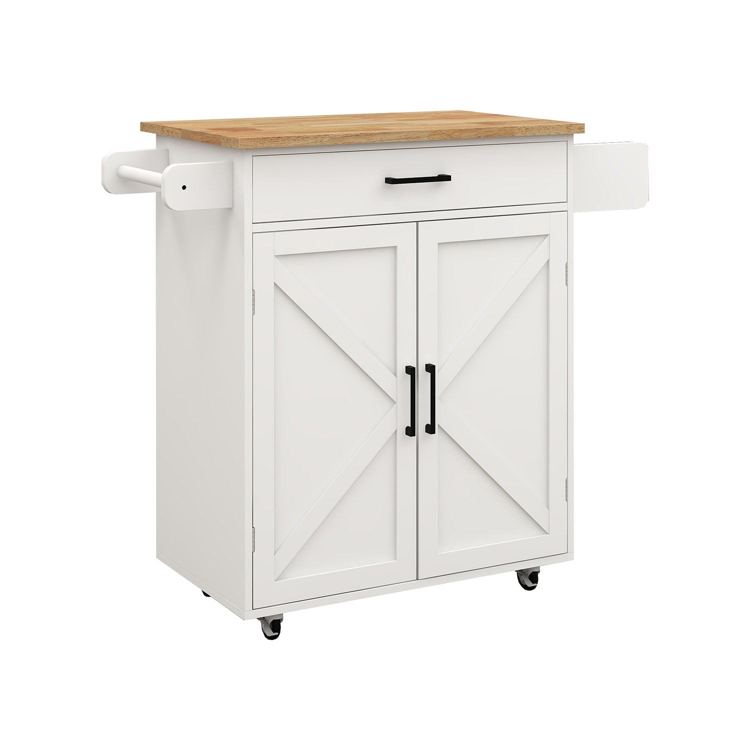 SINOFURN White Mdf Base with Mdf Top Rolling Kitchen Island (17.7-in x 32.9-in x 36.1-in)