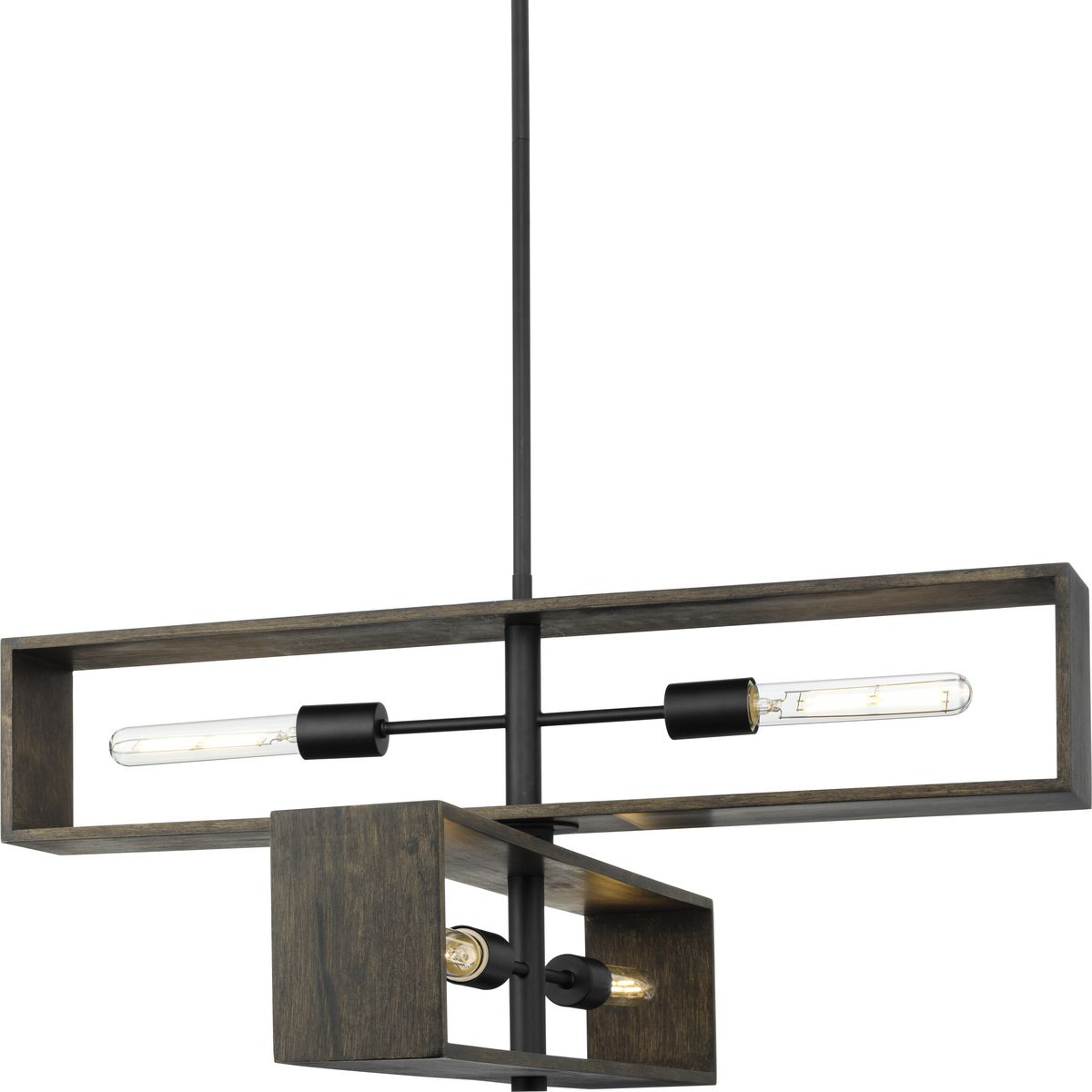 Progress Lighting Boundary 4-Light Matte Black Modern/Contemporary Chandelier