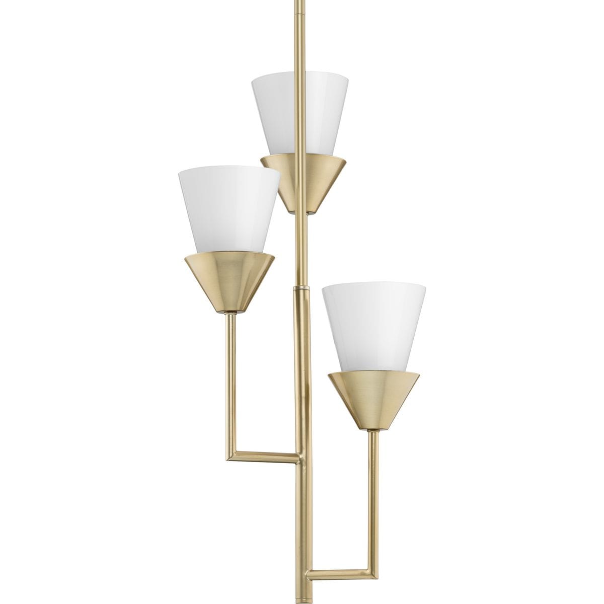 Progress Lighting Pinellas 3-Light Soft Gold Modern/Contemporary Opal Glass Tiered Medium Hanging Pendant Light