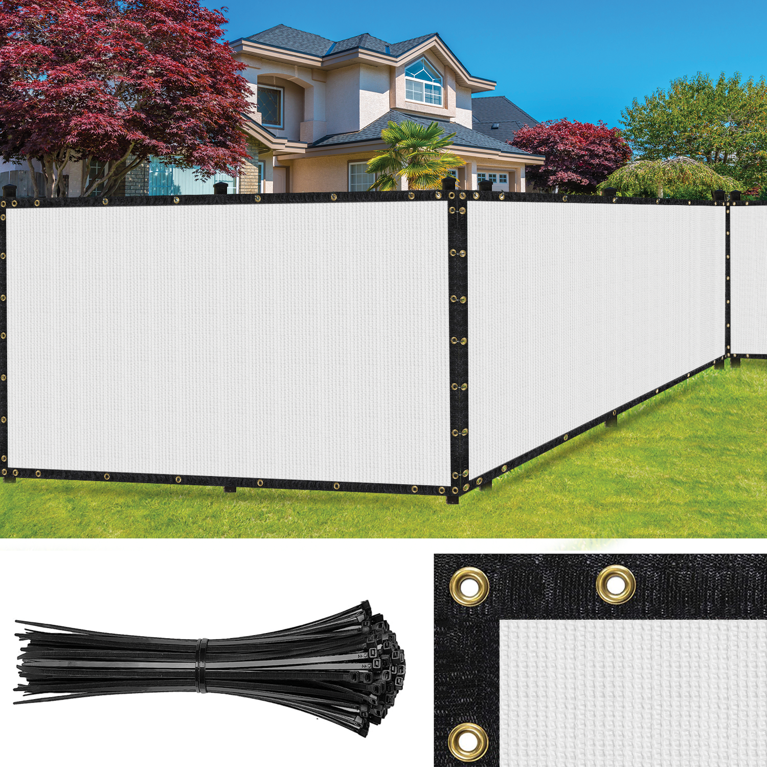 SEALTECH 5-ft H x 100-ft W White Non-Recycled Polypropylene Chain Link Fence Screen