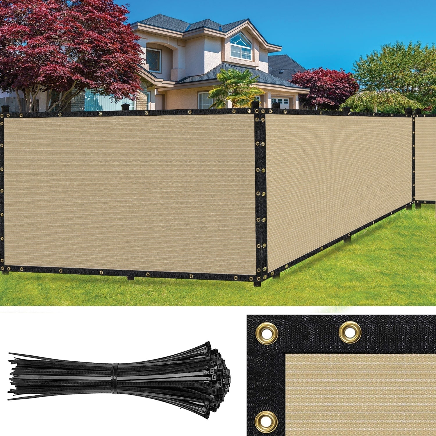 SEALTECH 4-ft H x 50-ft W Beige Non-Recycled Polypropylene Chain Link Fence Screen