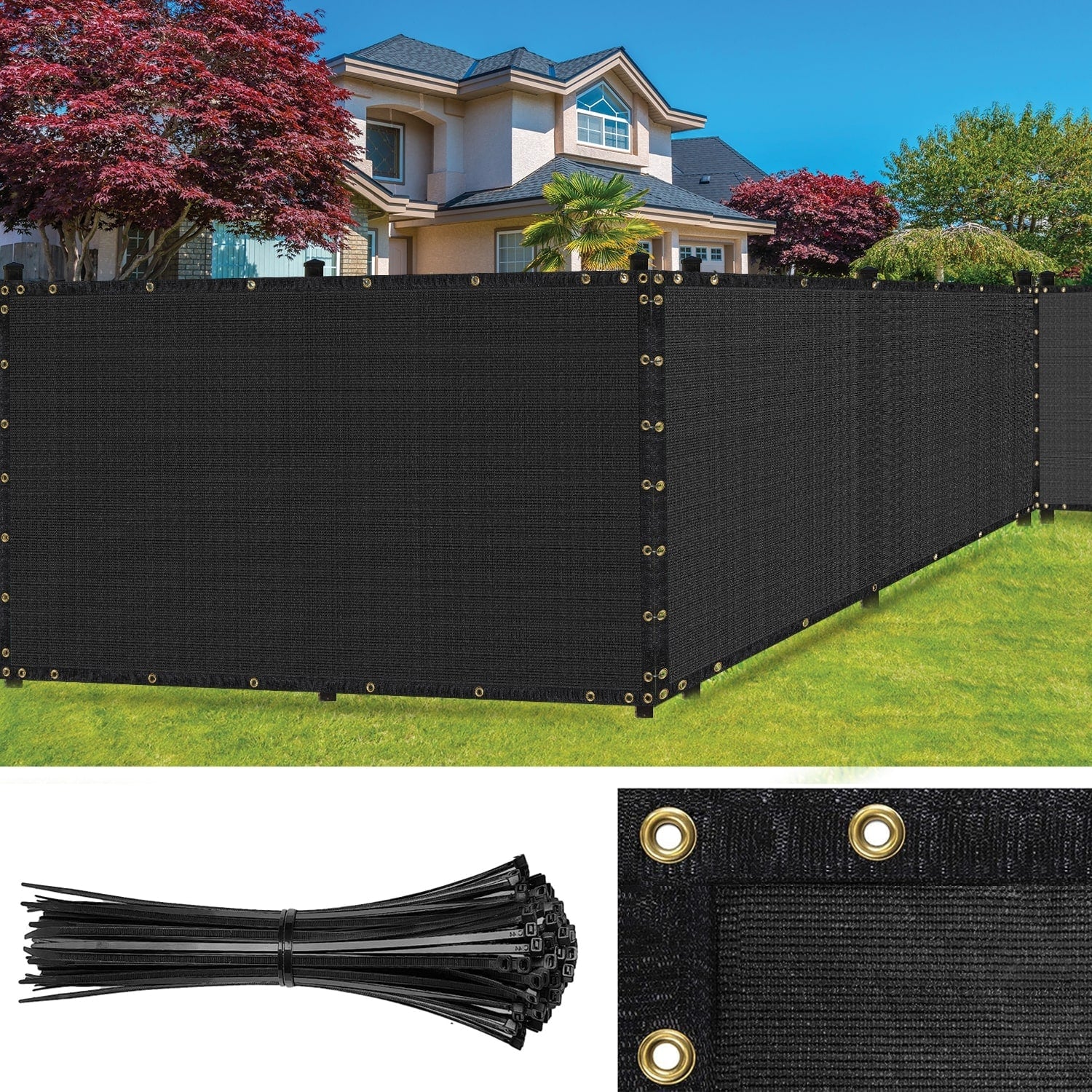 SEALTECH 5-ft H x Black Non-Recycled Polypropylene Chain Link Fence Screen