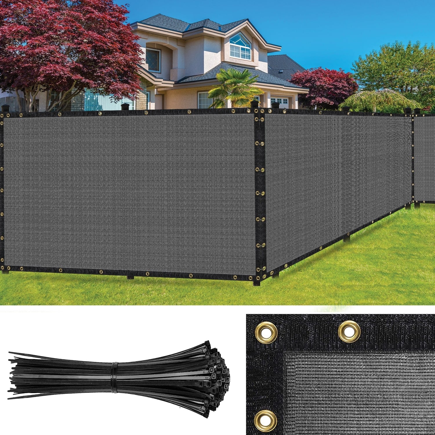 SEALTECH 5-ft H x 25-ft W Gray Non-Recycled Polypropylene Chain Link Fence Screen
