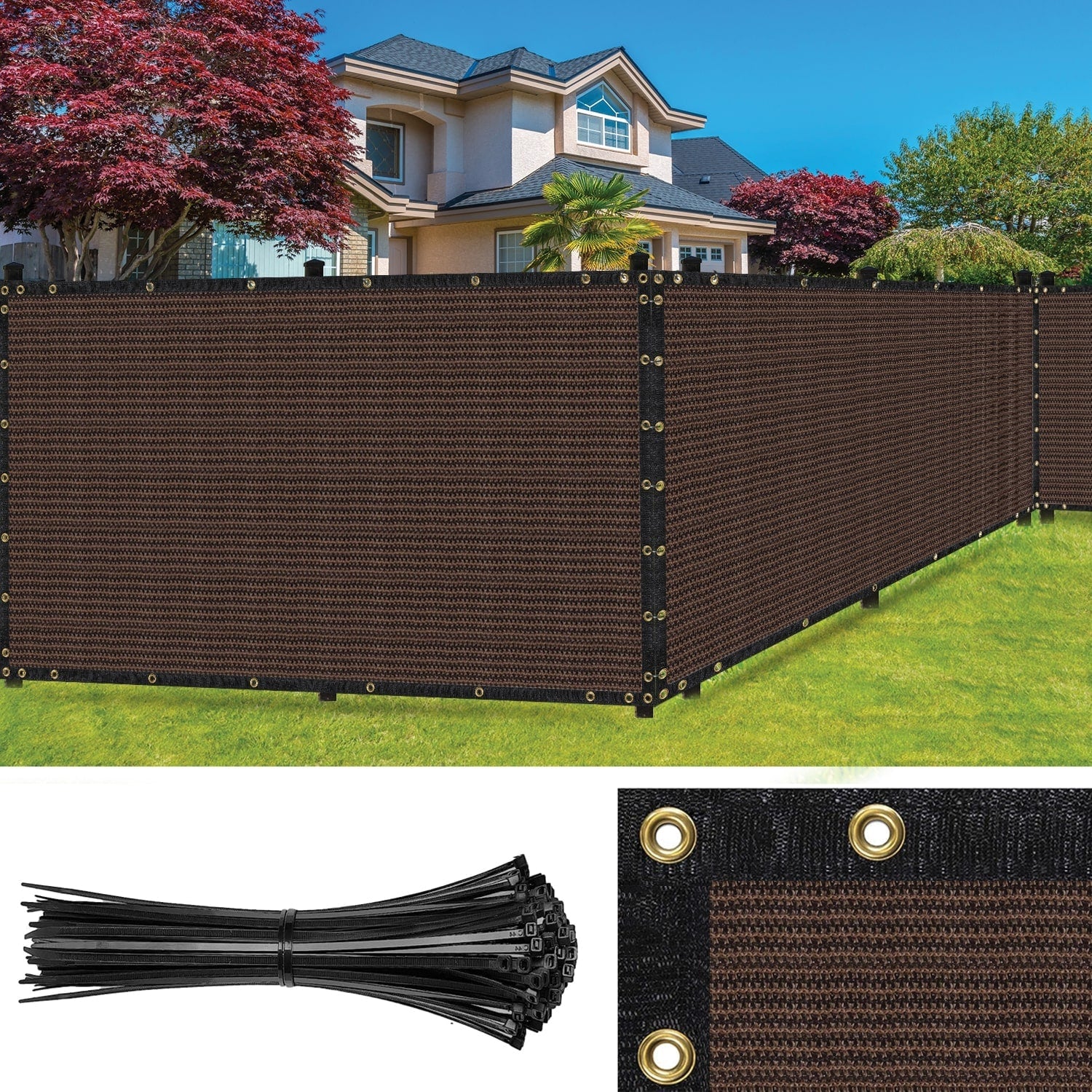 SEALTECH 4-ft H x 20-ft W Brown Non-Recycled Polypropylene Chain Link Fence Screen