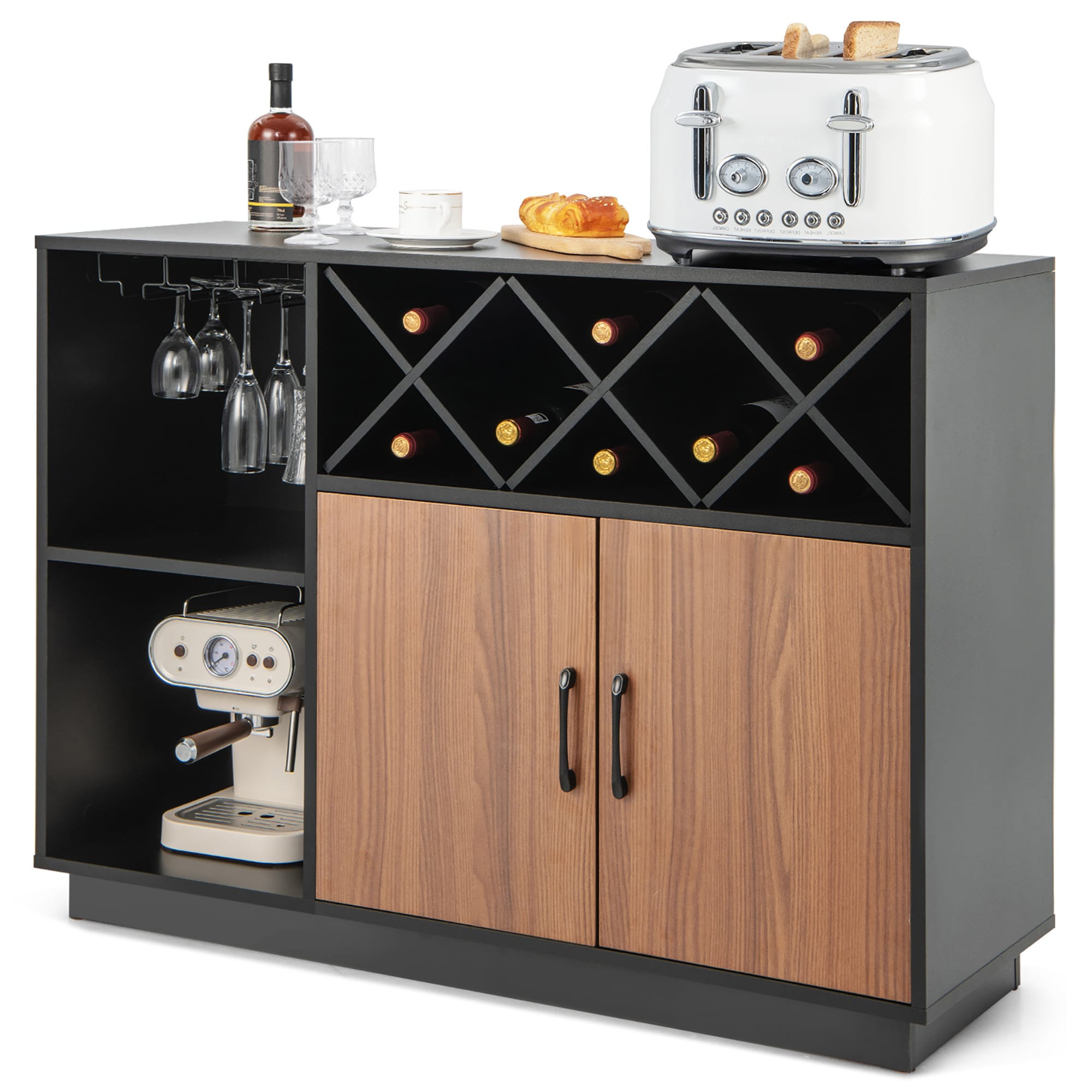 Goplus 235-Bottle Black Mdf Wine Cabinet