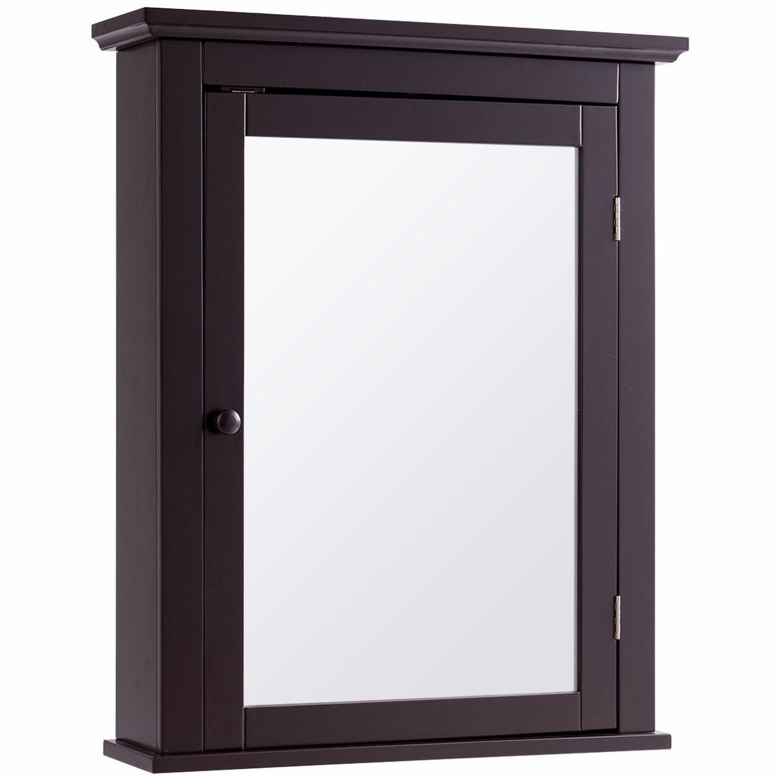 Forclover 22-in x 27-in Surface Mount Brown Mirrored Medicine Cabinet
