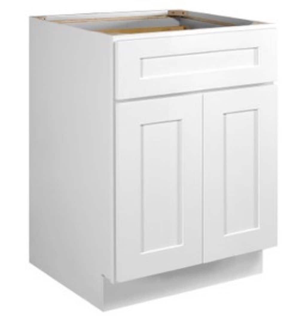 RELIABILT Parkstone 33-in W x 34.5-in H x 24-in D White 2-Drawers Base Fully Assembled Plywood Cabinet (Flat Panel Shaker Style)