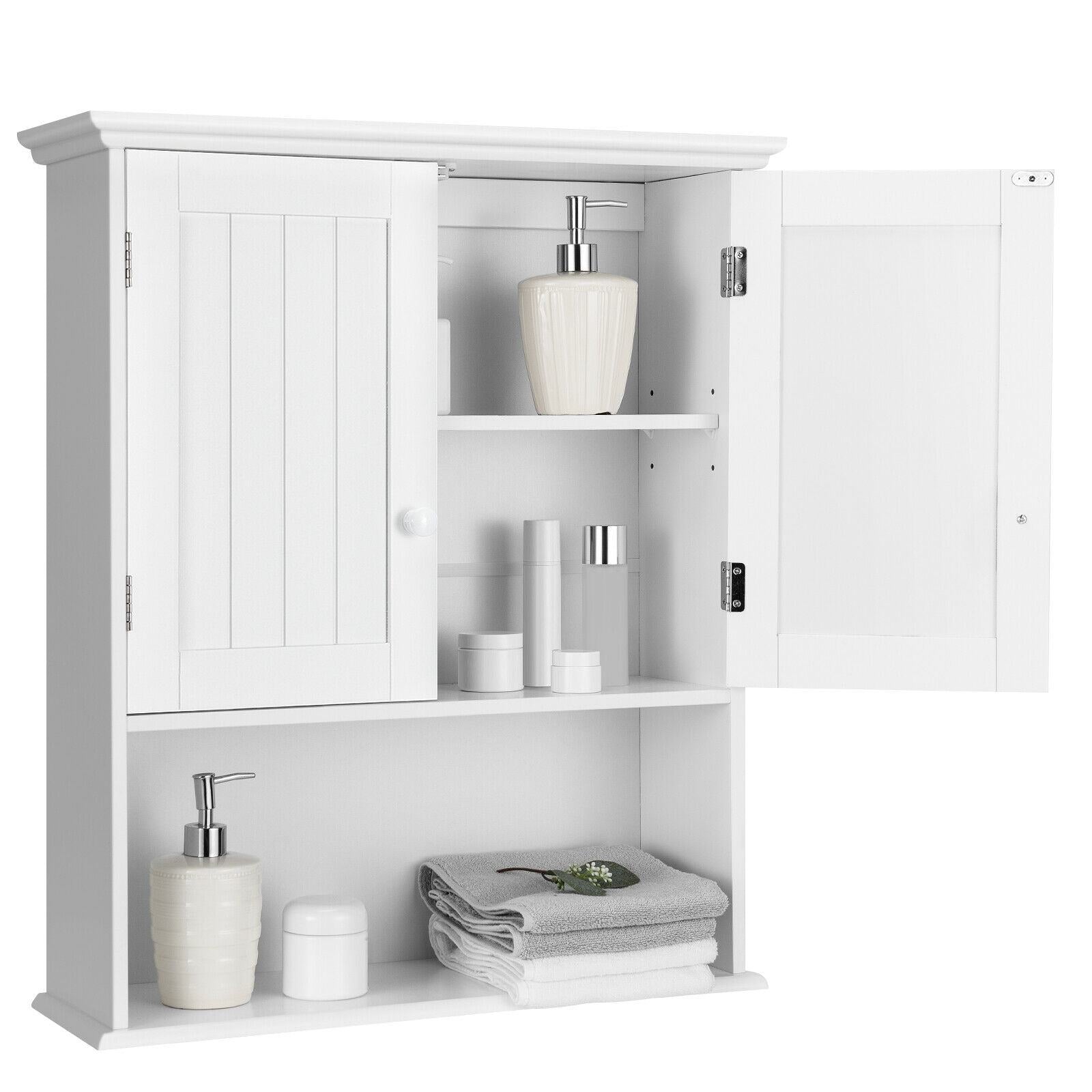 Forclover Bathroom Storage Cabinet 23.5-in x 28-in x 8-in White Bathroom Wall Cabinet