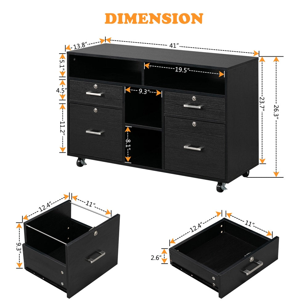 Winado Black 4-Drawer 40.95-in File Cabinet