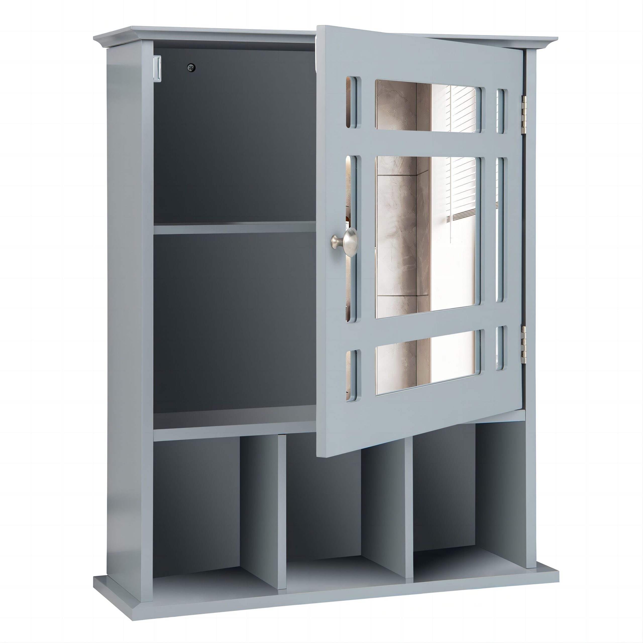 Forclover 19-in x 23.5-in Medicine Cabinet Bathroom Storage Wall Cabinet with Mirror in Gray