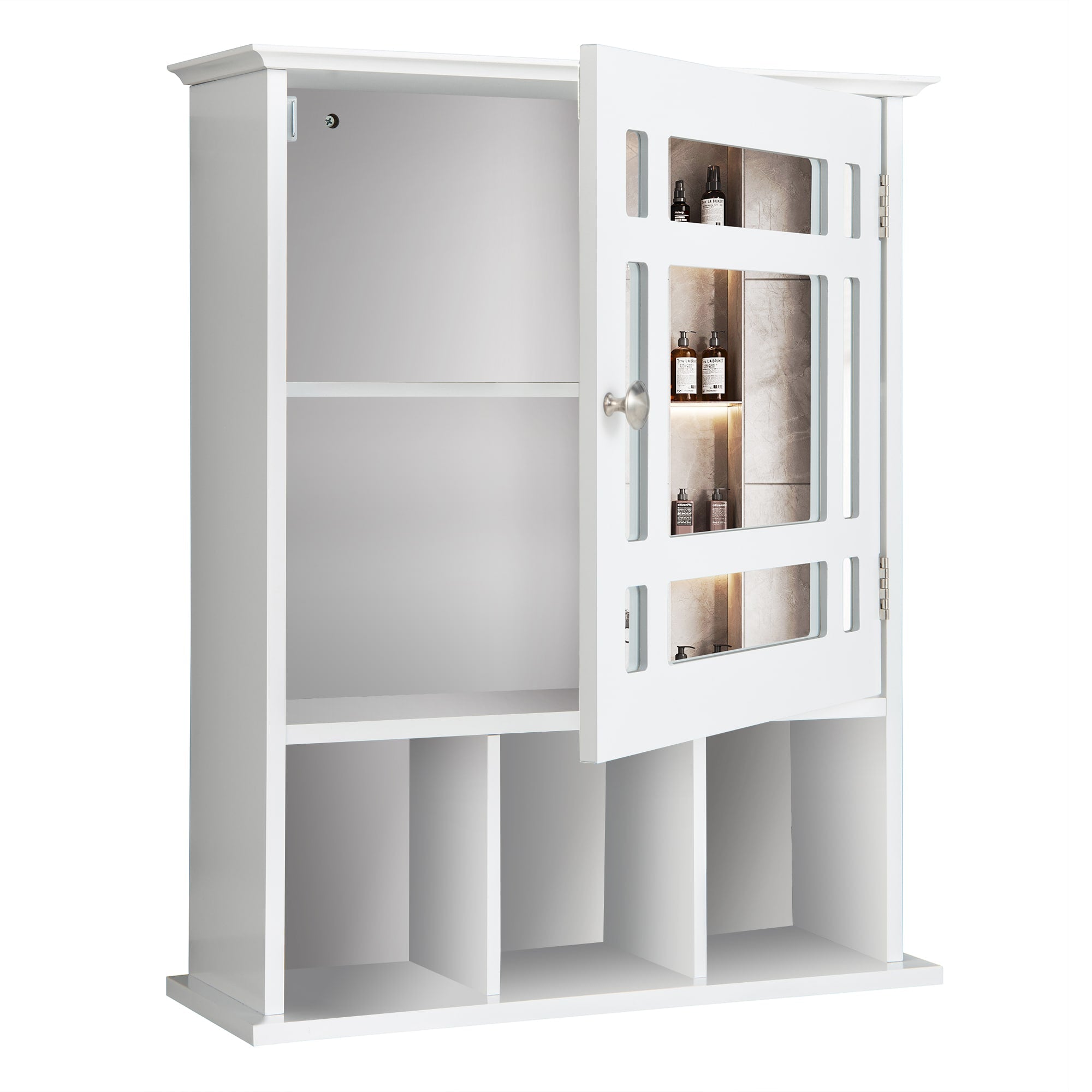 Forclover 19-in x 23.5-in Medicine Cabinet Bathroom Storage Wall Cabinet with Mirror in White