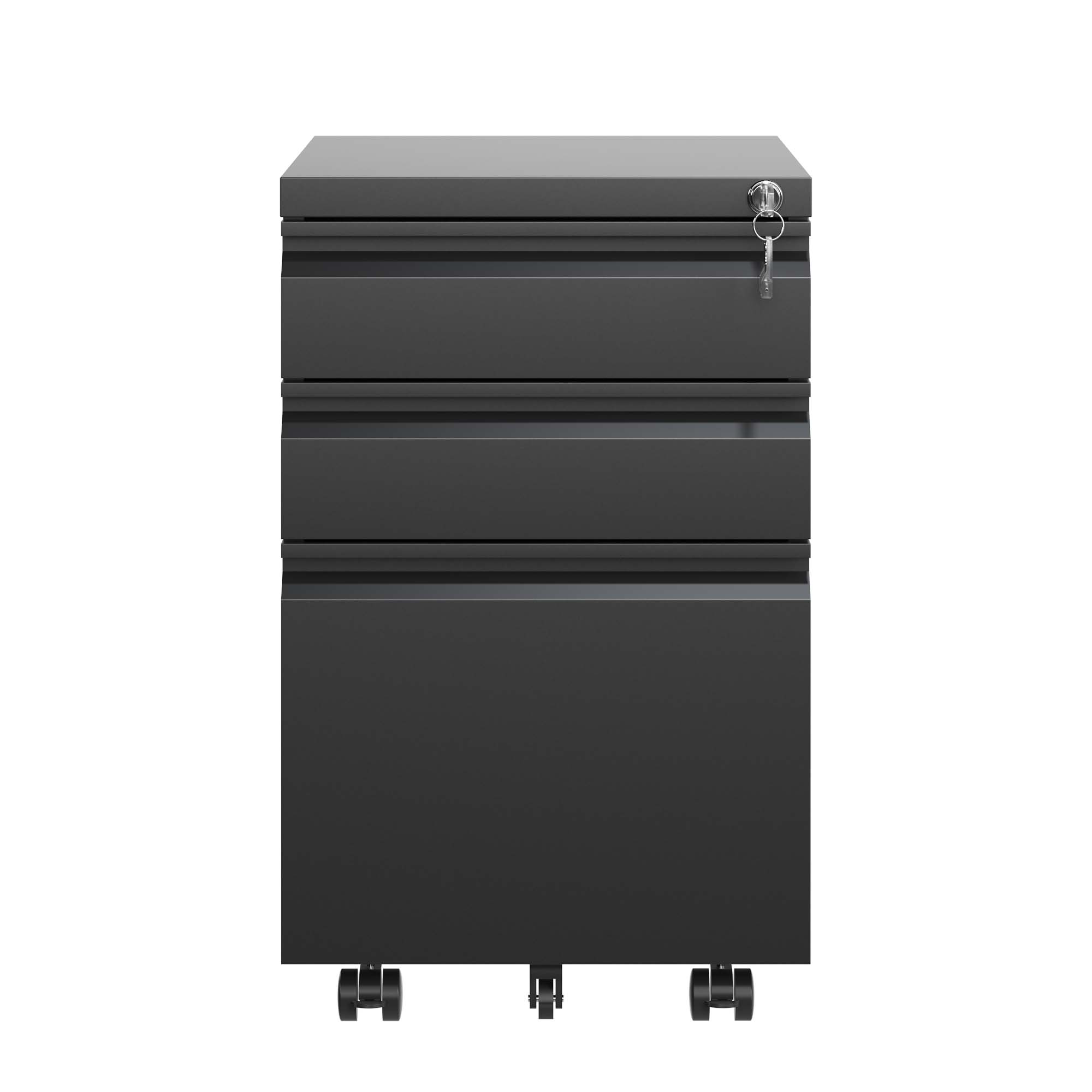 GZMR 3 Drawer File Cabinet Black 3-Drawer 14.57-in File Cabinet