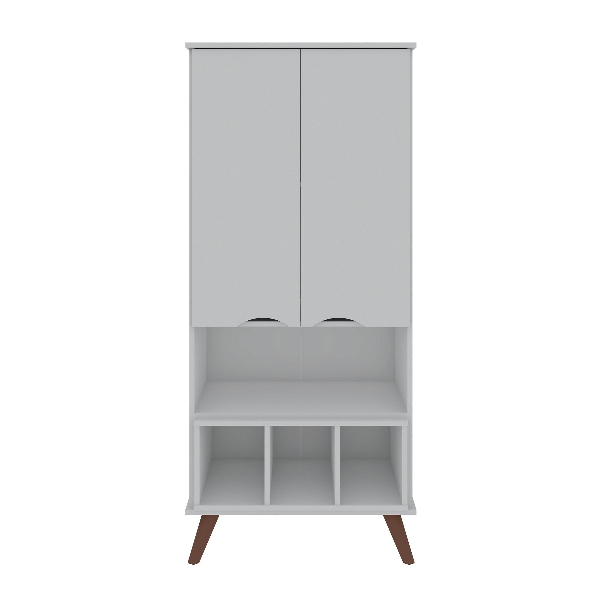 Manhattan Comfort Hampton Off White and Maple Cream 6-Shelf Office Cabinet