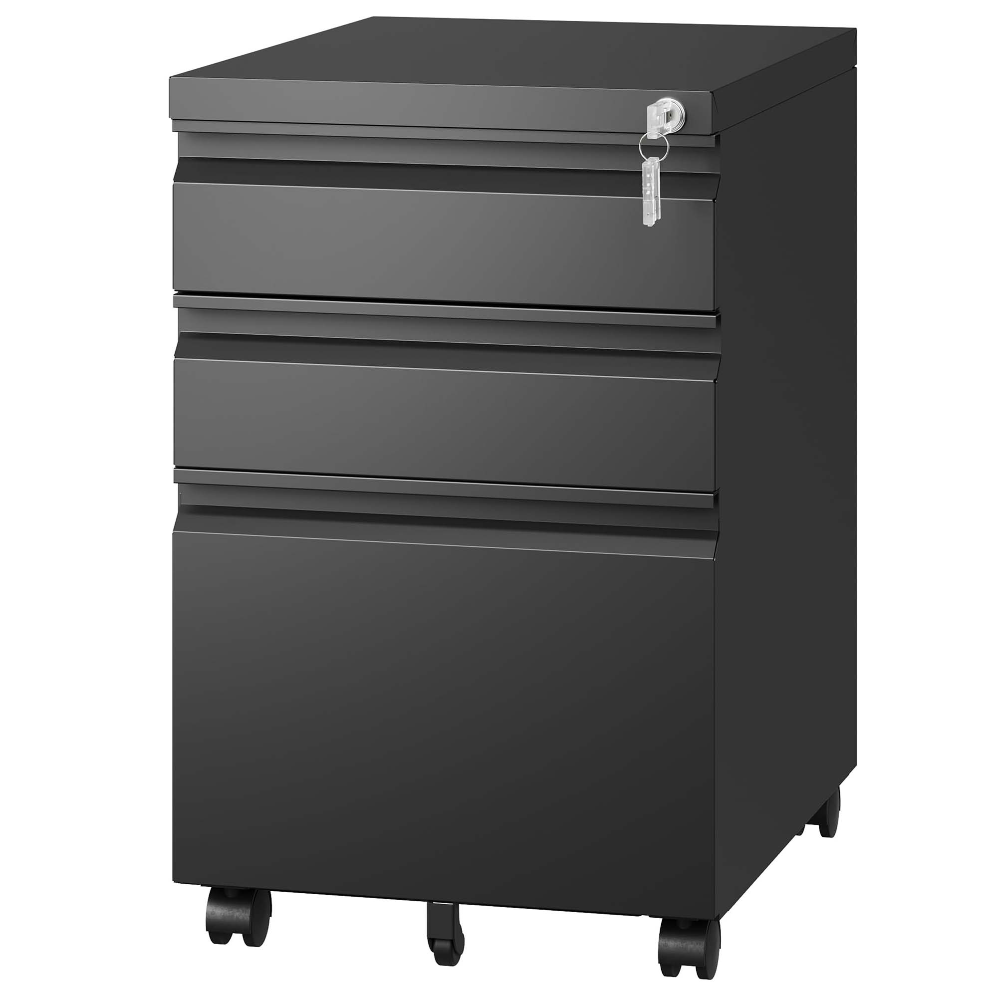 Mondawe Black 3-Drawer 14.57-in File Cabinet