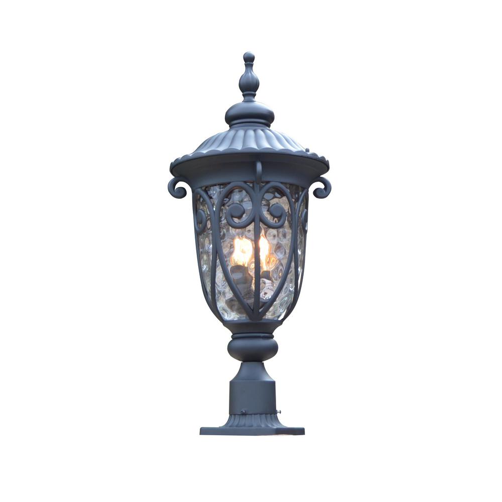 Hailee 3-Light Matte Black Outdoor Post Light