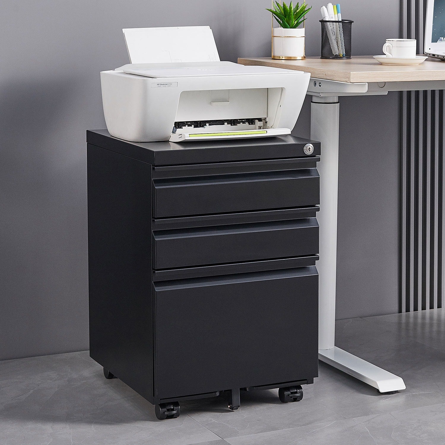Mondawe Black 3-Drawer 15.35-in File Cabinet