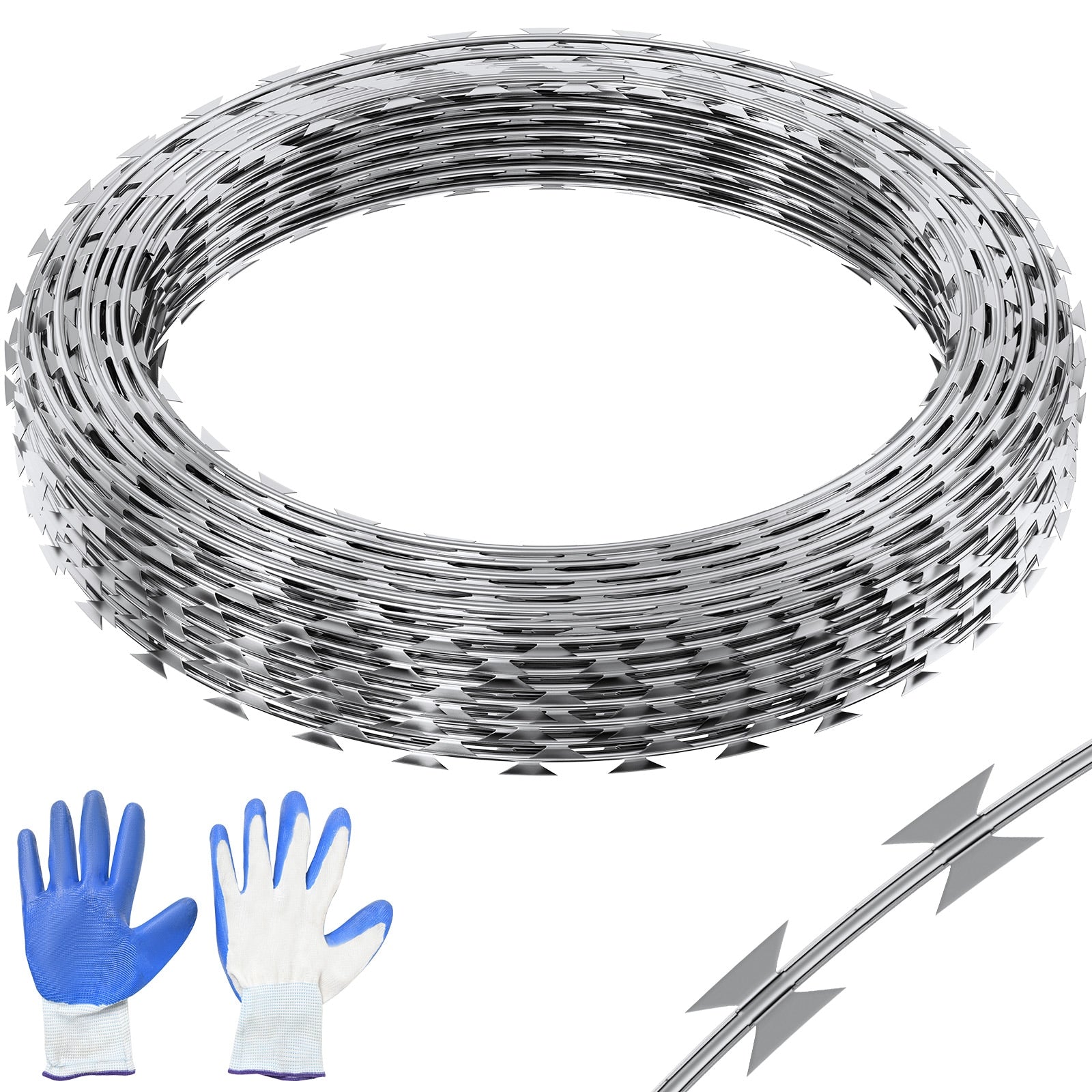 VEVOR 3-Roll Razor Wires x 1-1/2-in W Gray/Silver Galvanized Steel Round Yard Fence Rail