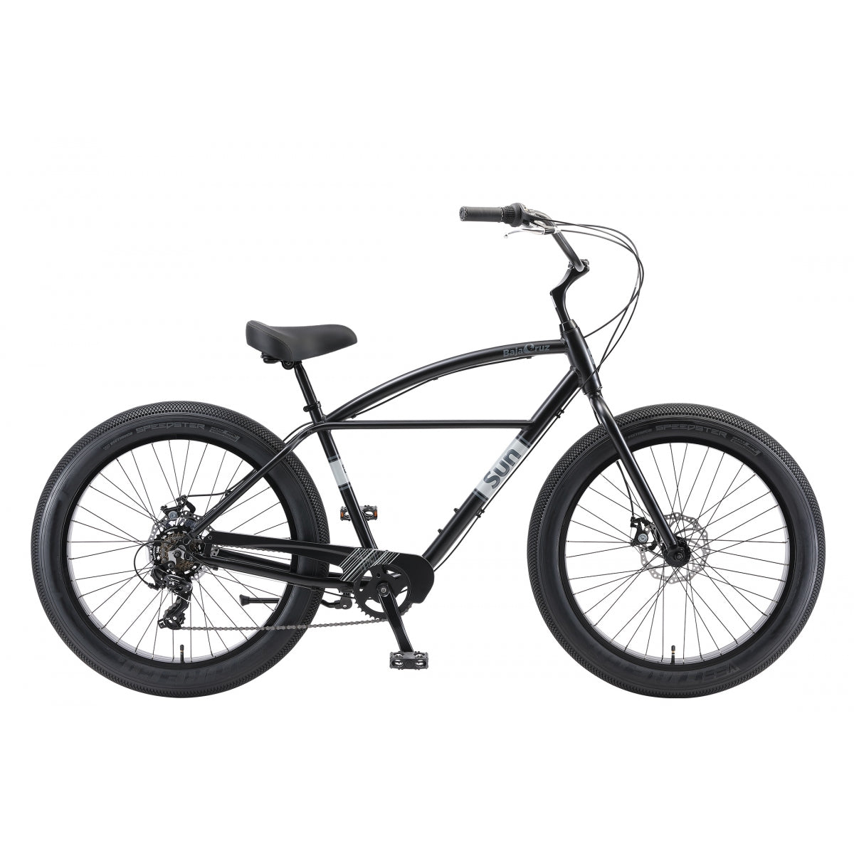 Sun Bicycles Baja Cruz 7-Speed Aluminum Cruiser Bikes – Stylish 26" Step-Over with Disc Brakes, Alloy Components & Classic Comfort in Satin Black & Olive
