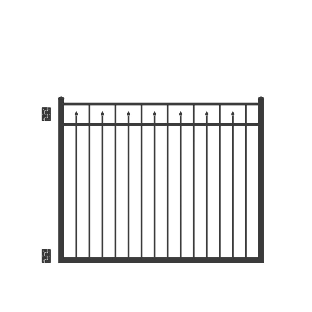 Freedom Concord 4-1/2-ft H Black Aluminum Spaced Picket Flat-top Decorative Fence Gate