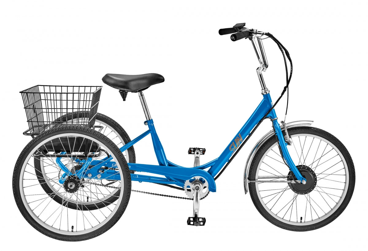 Sun Bicycles E350-B1 Electric Trike Riviera Blue 24in 13.5in Unisex