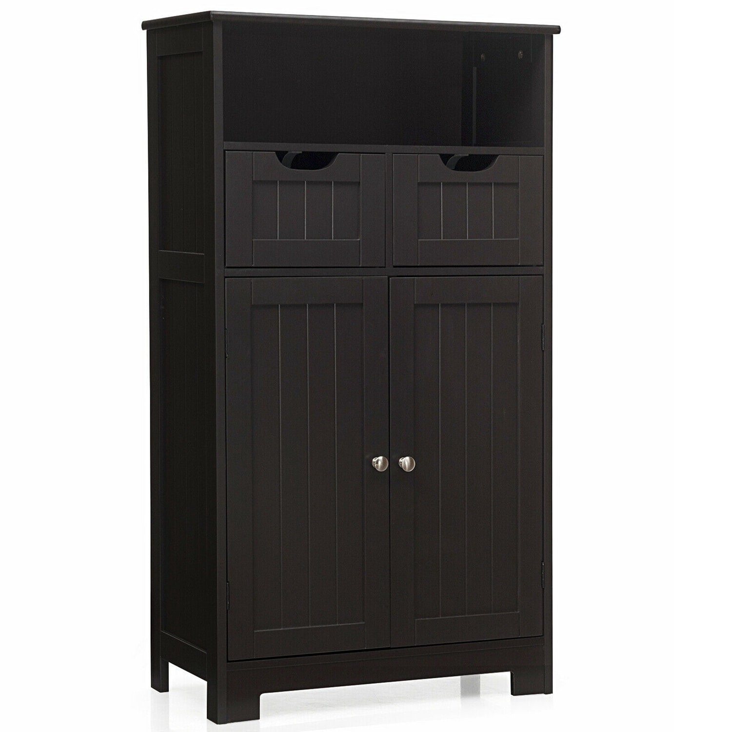 WELLFOR 24-in x 43-in x 12-in Dark Brown Freestanding Linen Cabinet